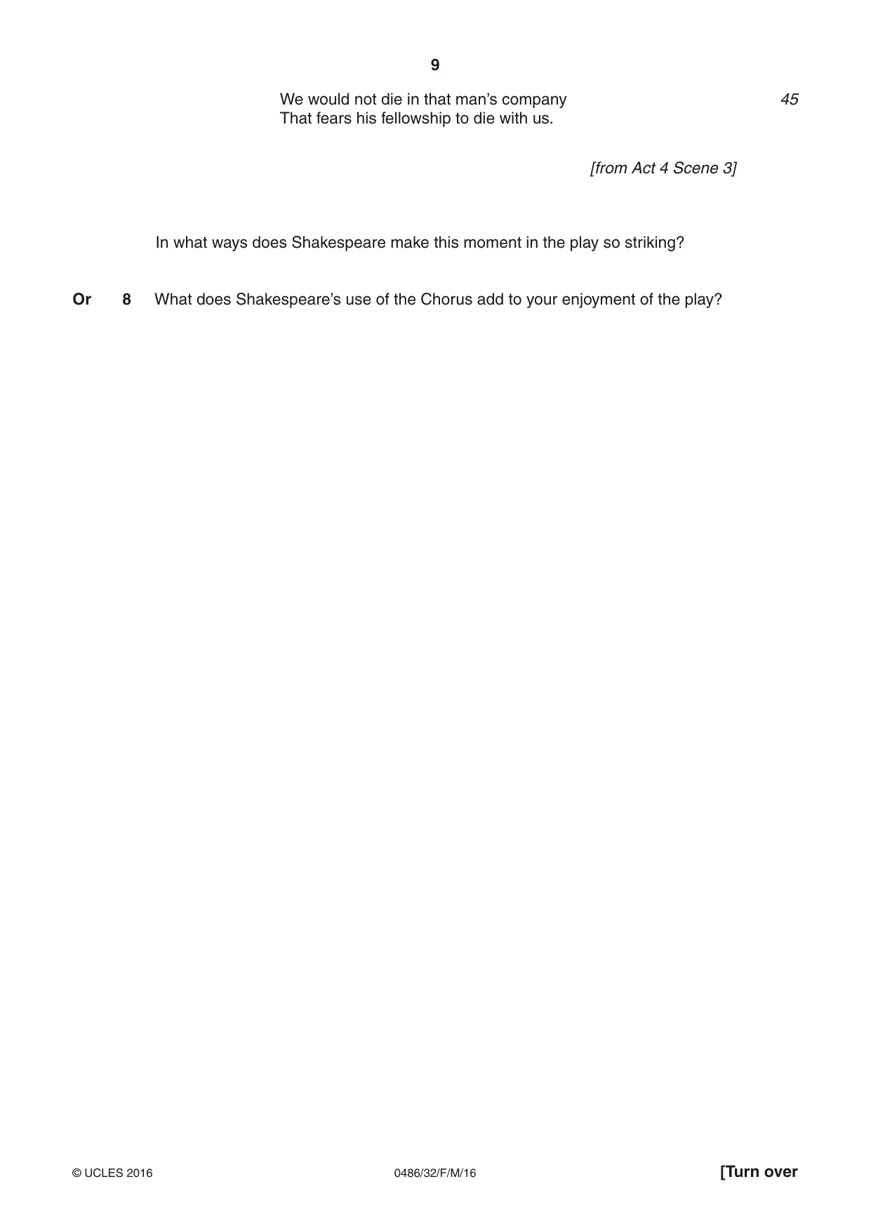 Cambridge IGCSE English - Literature 0486 2016 Feb/March Paper 3 · Variant 2 question paper, page 9 of 12