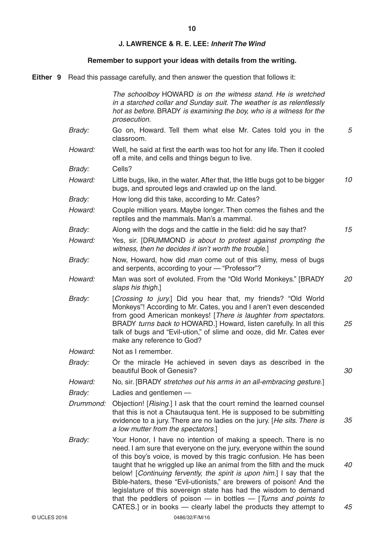 Cambridge IGCSE English - Literature 0486 2016 Feb/March Paper 3 · Variant 2 question paper, page 10 of 12