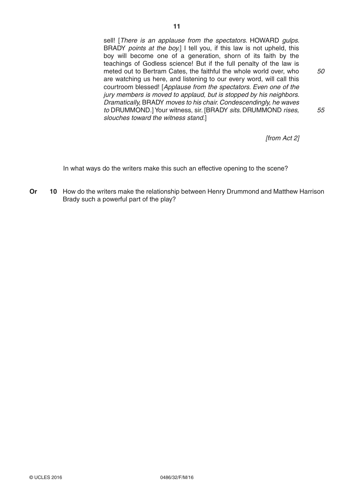 Cambridge IGCSE English - Literature 0486 2016 Feb/March Paper 3 · Variant 2 question paper, page 11 of 12