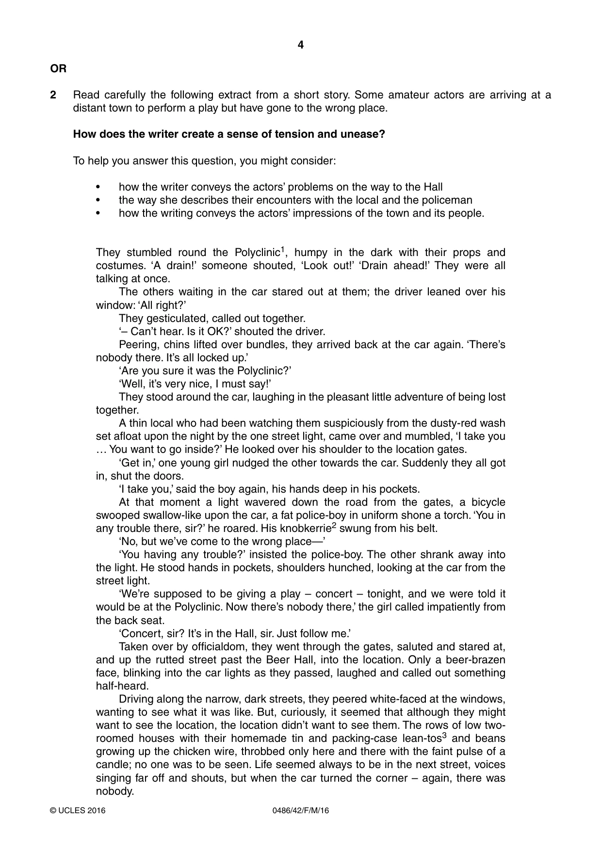 Cambridge IGCSE English - Literature 0486 2016 Feb/March Paper 4 · Variant 2 question paper, page 4 of 8