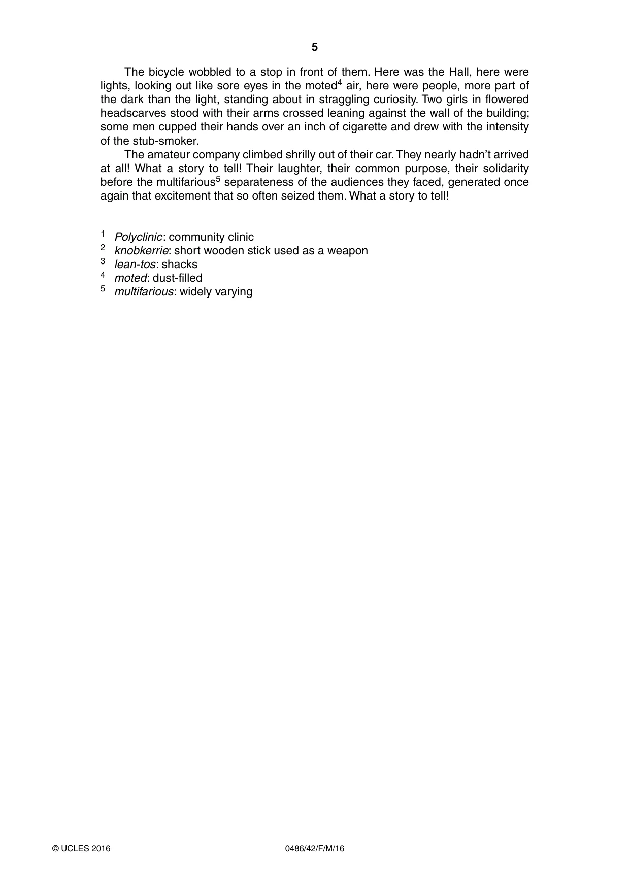 Cambridge IGCSE English - Literature 0486 2016 Feb/March Paper 4 · Variant 2 question paper, page 5 of 8