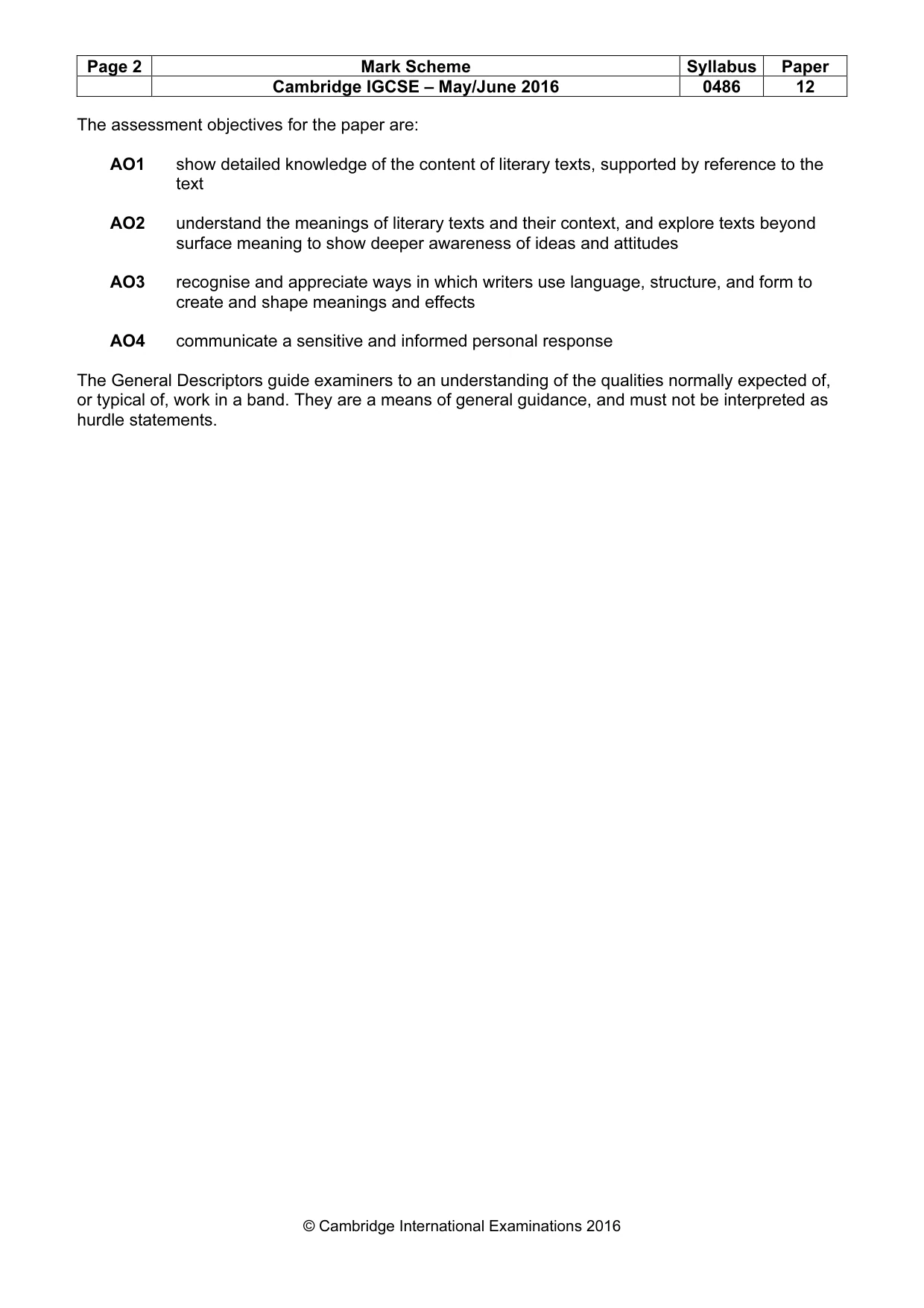 Mark scheme, page 2 of 3