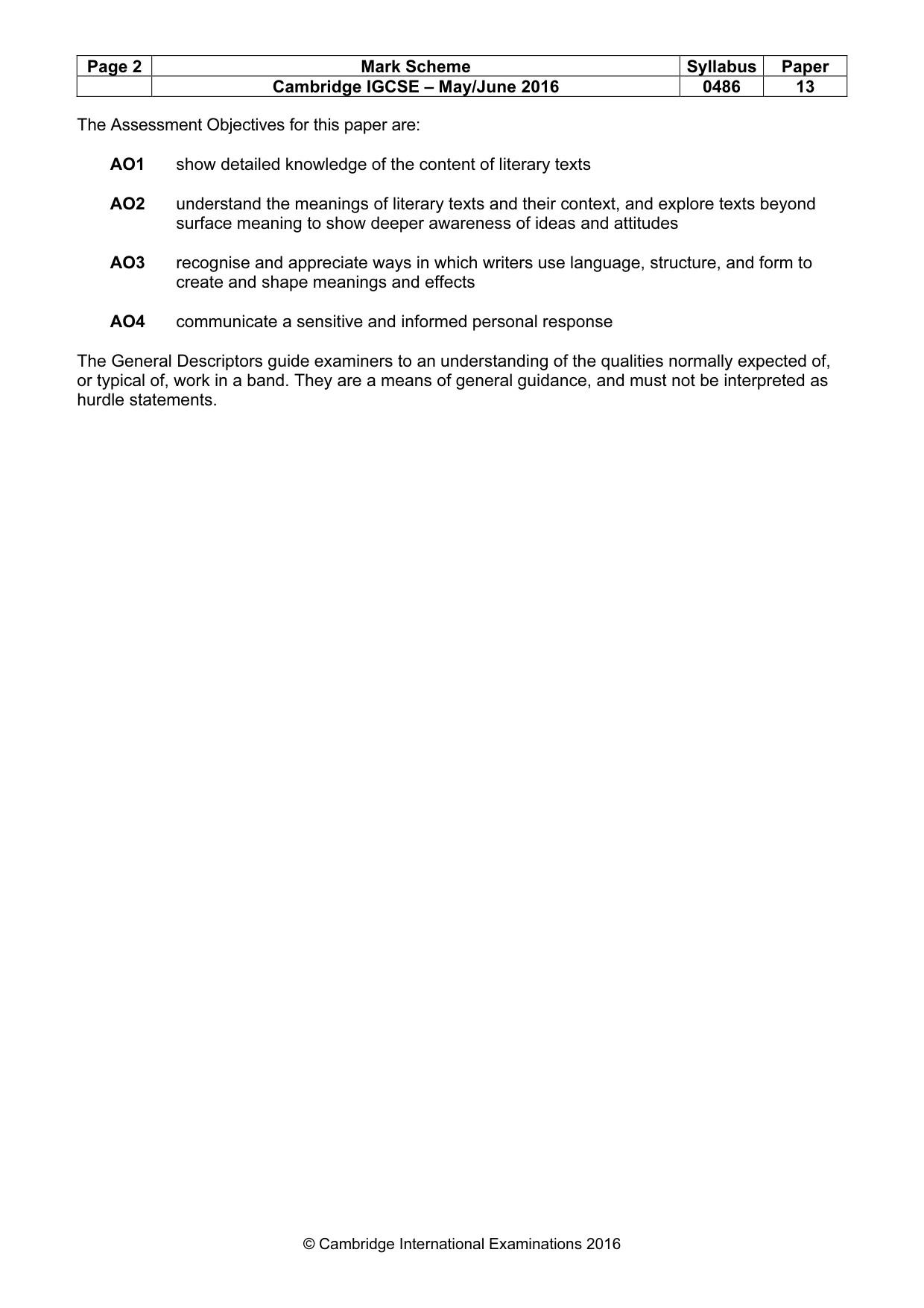 Mark scheme, page 2 of 3