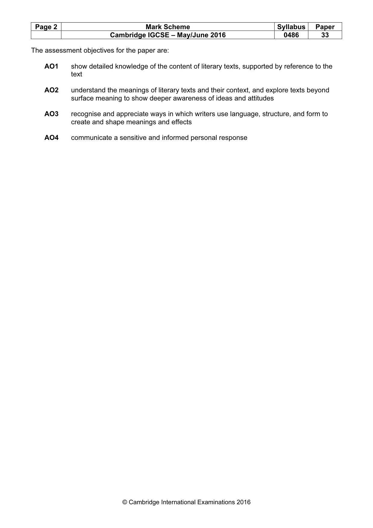 Mark scheme, page 2 of 3