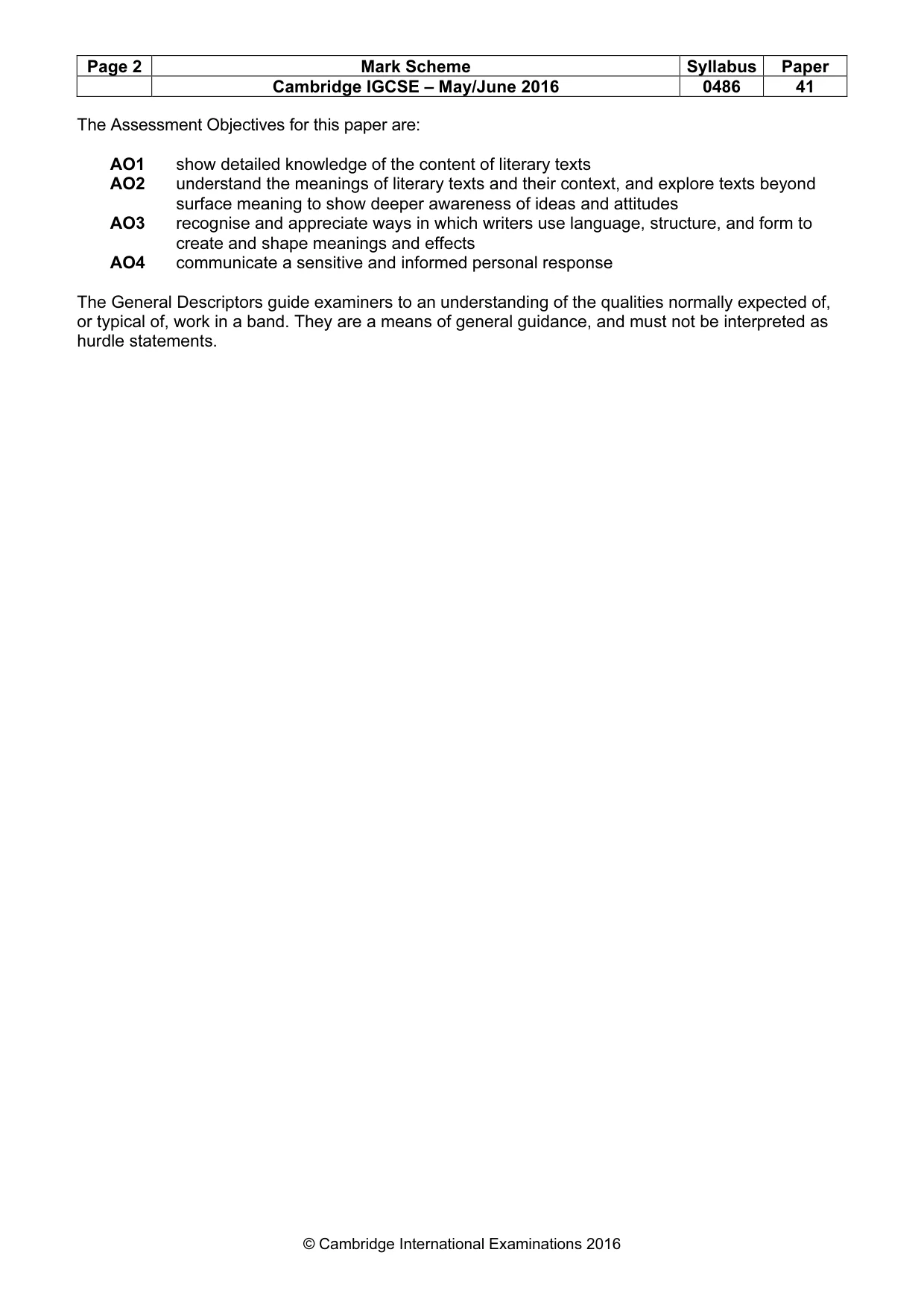 Mark scheme, page 2 of 3