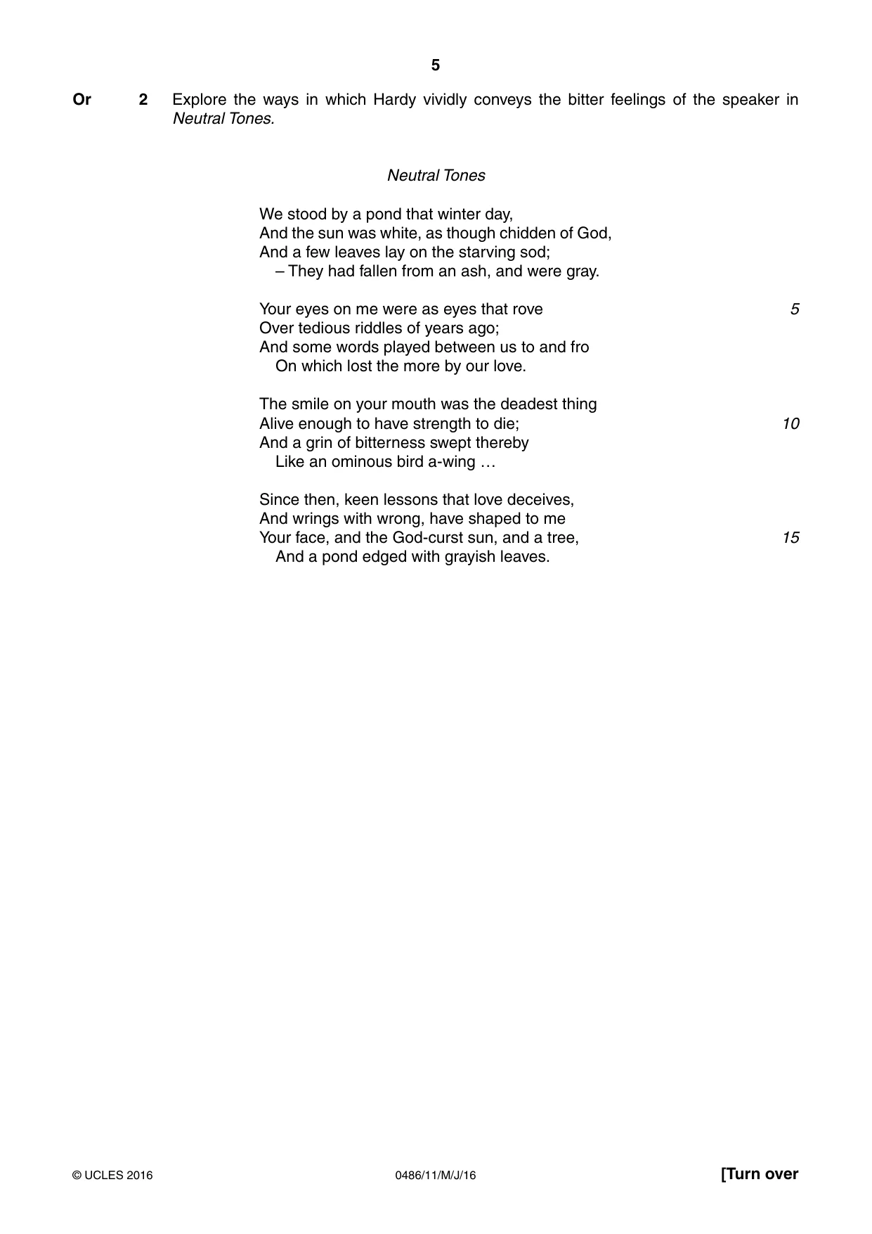 Cambridge IGCSE English - Literature 0486 2016 May/June Paper 1 · Variant 1 question paper, page 5 of 28