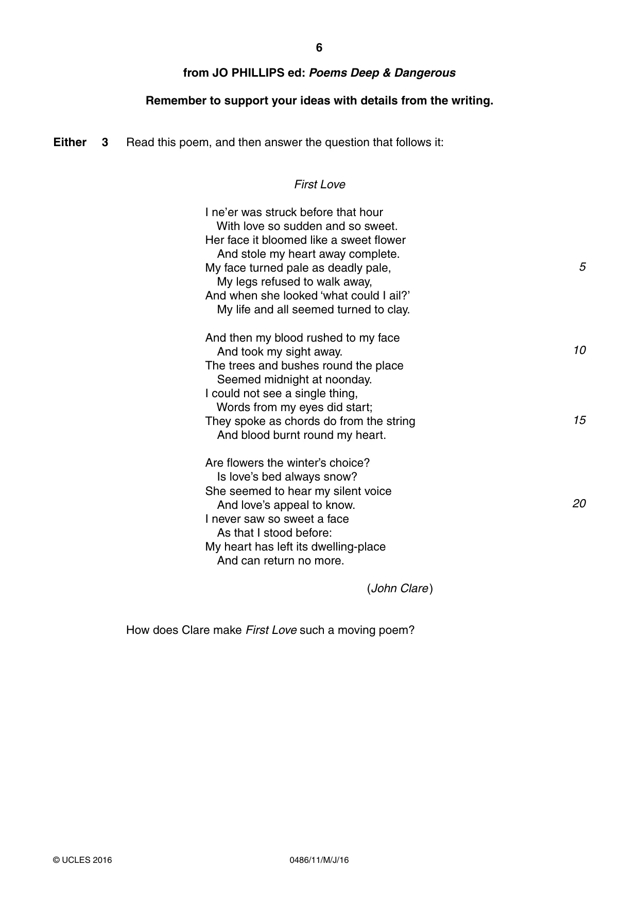 Cambridge IGCSE English - Literature 0486 2016 May/June Paper 1 · Variant 1 question paper, page 6 of 28