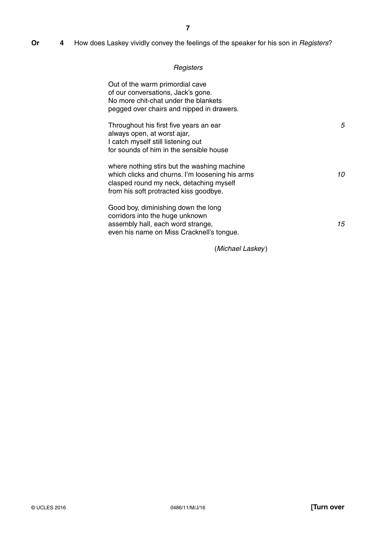 Cambridge IGCSE English - Literature 0486 2016 May/June Paper 1 · Variant 1 question paper, page 7 of 28