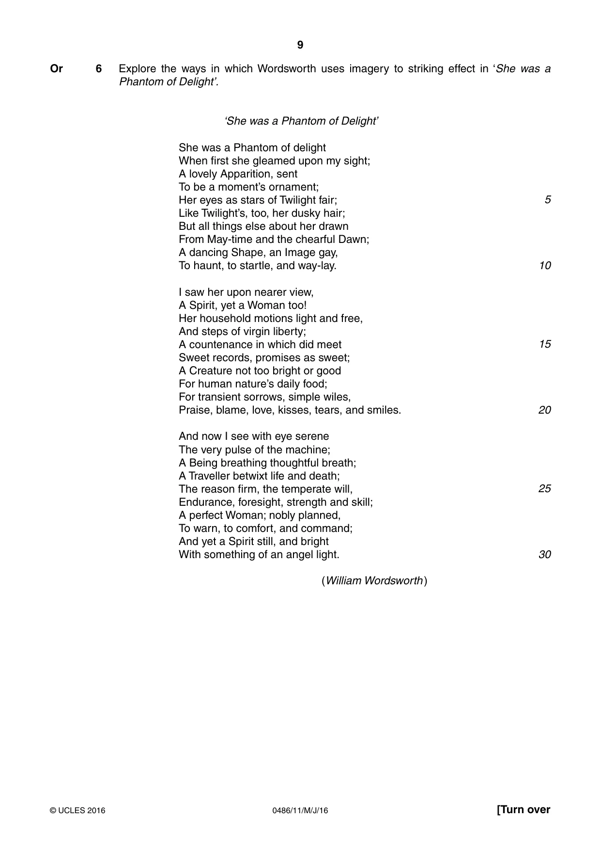 Cambridge IGCSE English - Literature 0486 2016 May/June Paper 1 · Variant 1 question paper, page 9 of 28