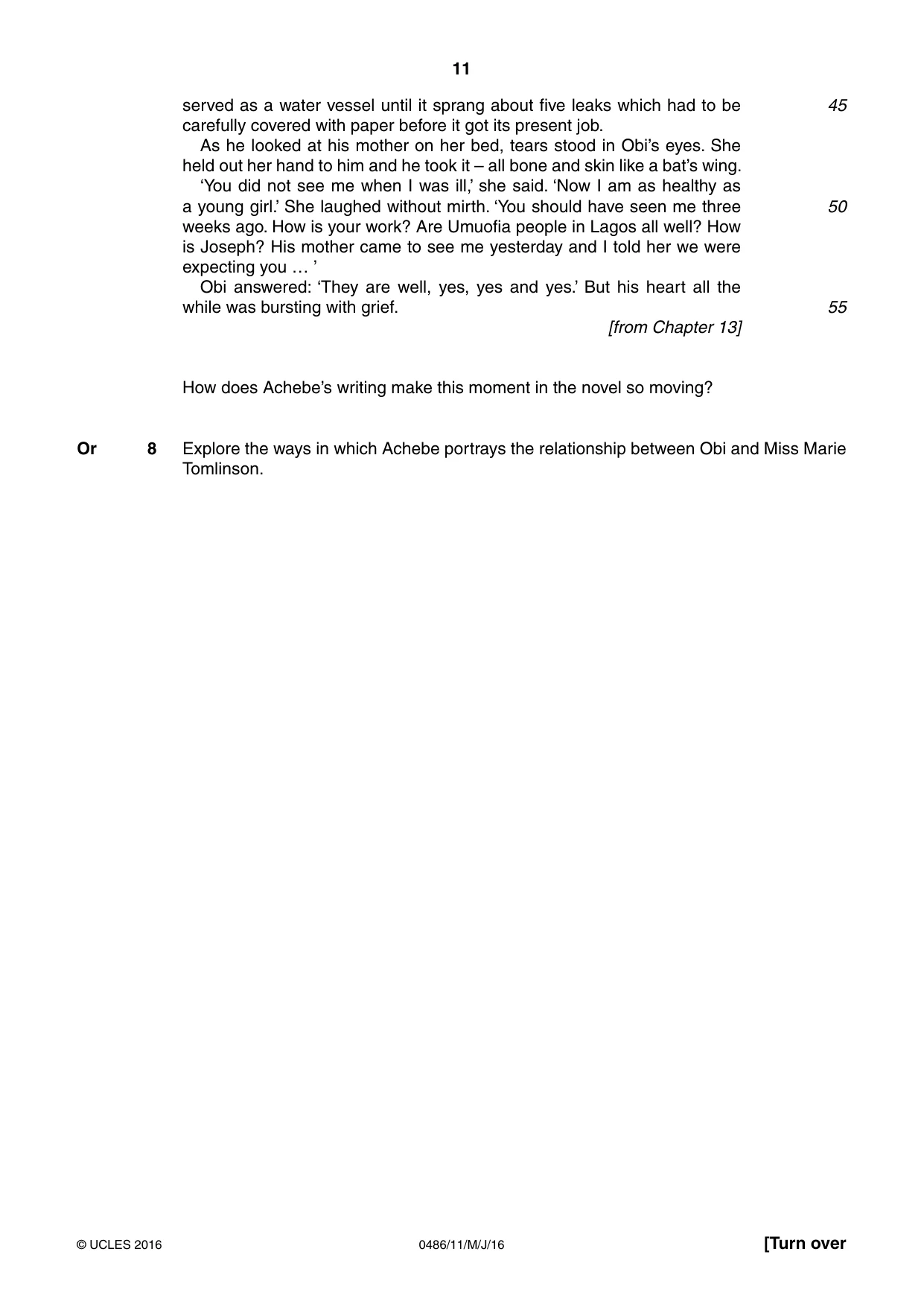 Cambridge IGCSE English - Literature 0486 2016 May/June Paper 1 · Variant 1 question paper, page 11 of 28