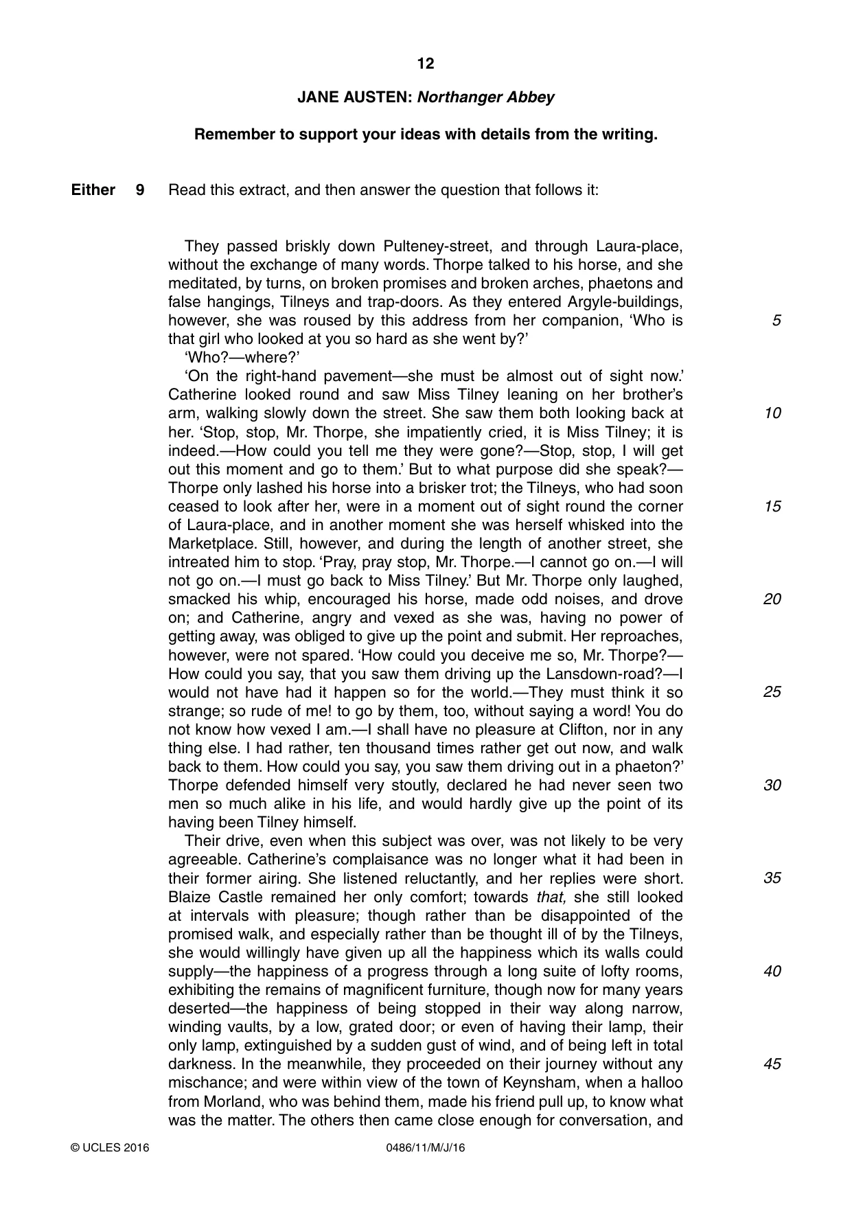 Cambridge IGCSE English - Literature 0486 2016 May/June Paper 1 · Variant 1 question paper, page 12 of 28