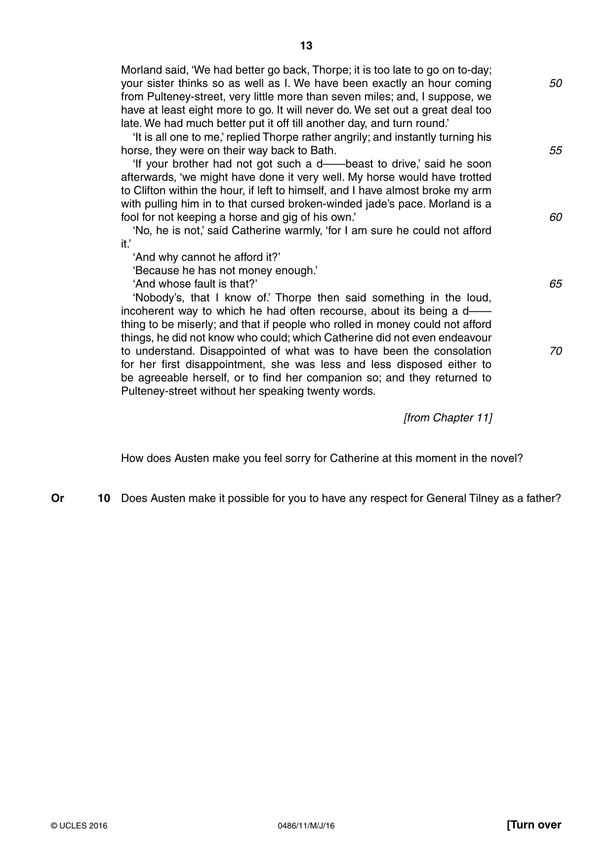 Cambridge IGCSE English - Literature 0486 2016 May/June Paper 1 · Variant 1 question paper, page 13 of 28