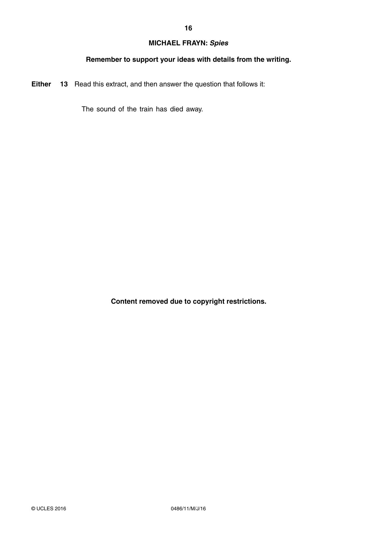 Cambridge IGCSE English - Literature 0486 2016 May/June Paper 1 · Variant 1 question paper, page 16 of 28