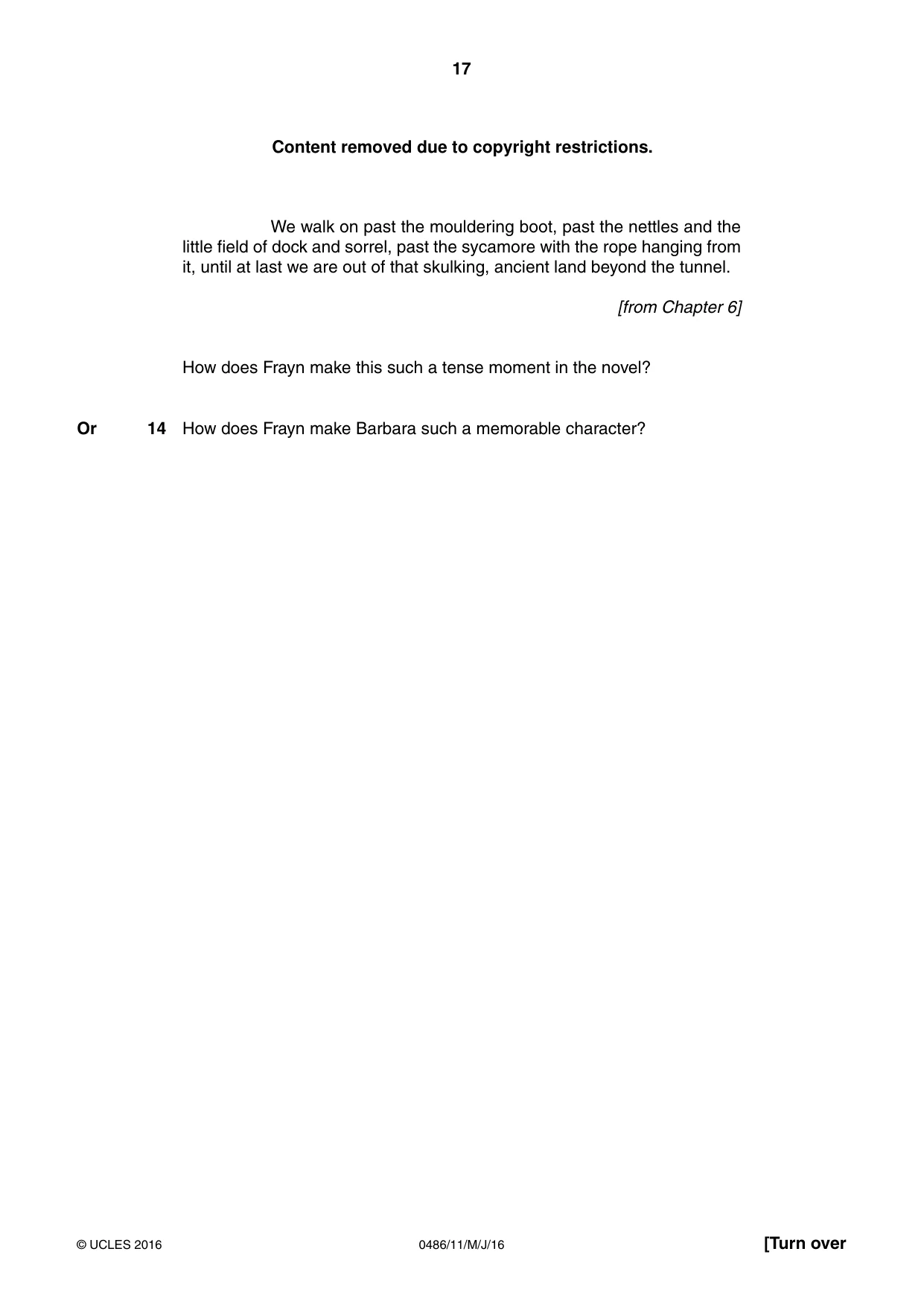 Cambridge IGCSE English - Literature 0486 2016 May/June Paper 1 · Variant 1 question paper, page 17 of 28