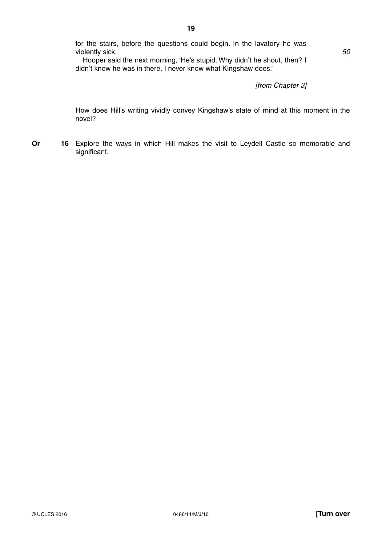 Cambridge IGCSE English - Literature 0486 2016 May/June Paper 1 · Variant 1 question paper, page 19 of 28