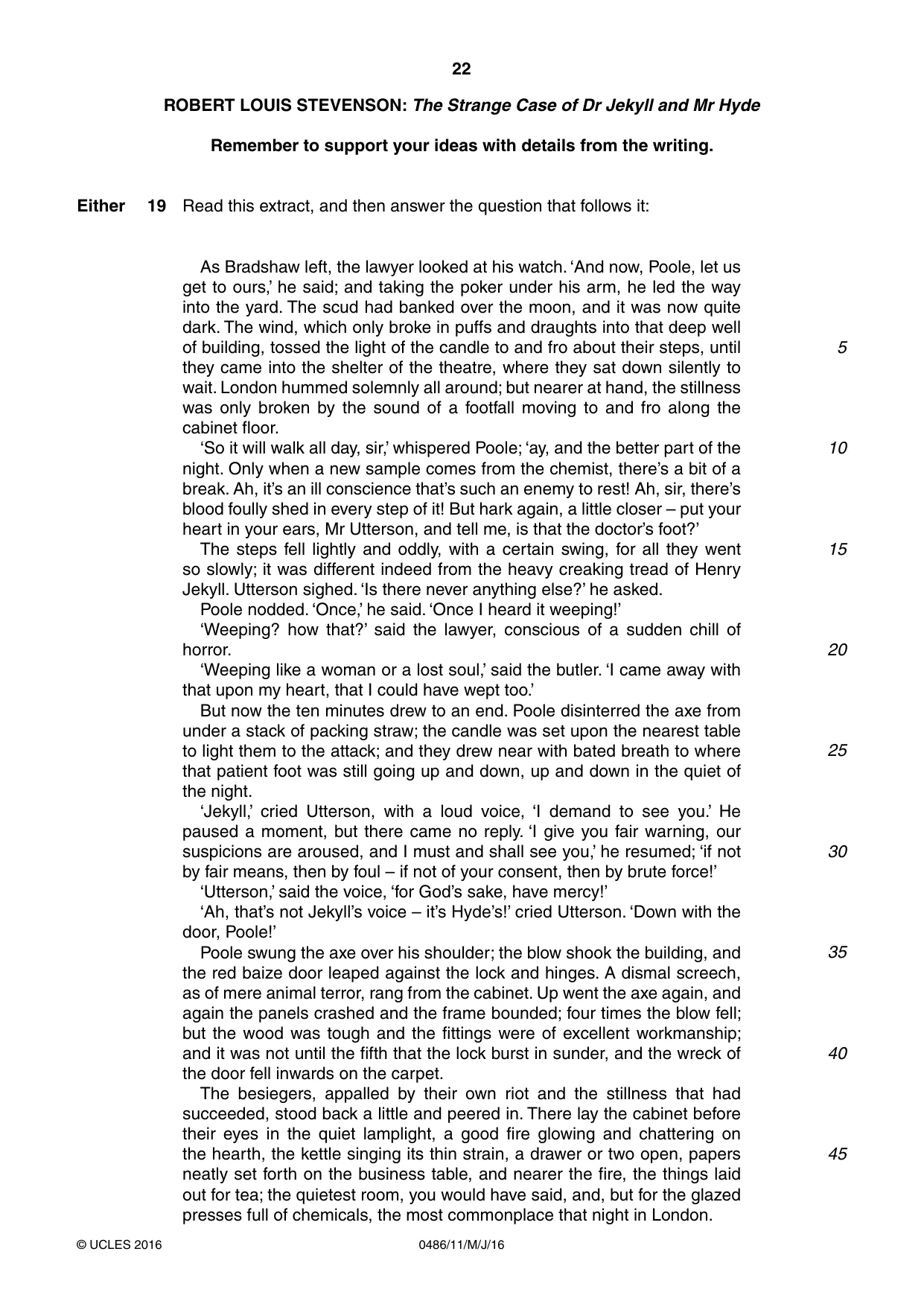 Cambridge IGCSE English - Literature 0486 2016 May/June Paper 1 · Variant 1 question paper, page 22 of 28