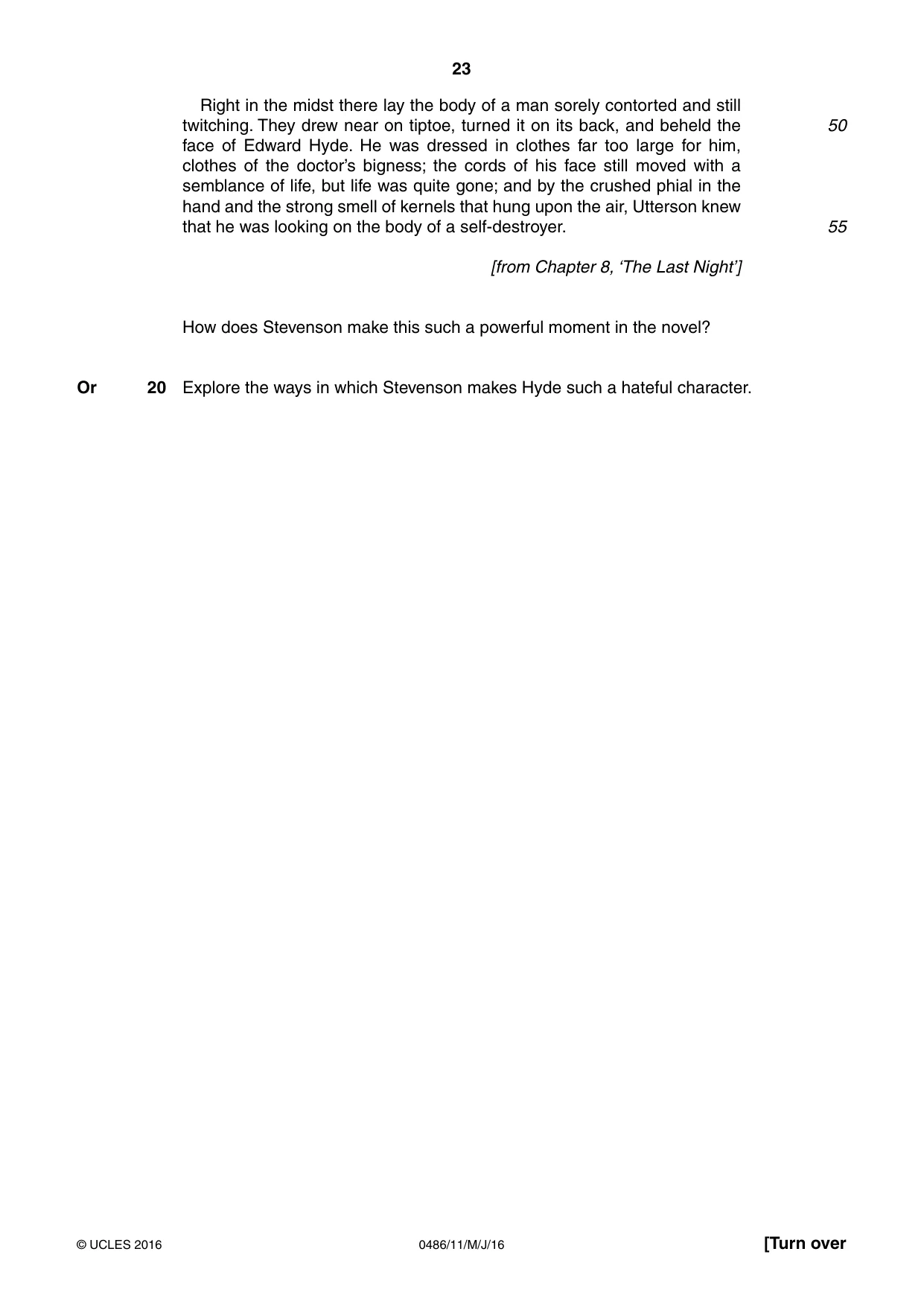 Cambridge IGCSE English - Literature 0486 2016 May/June Paper 1 · Variant 1 question paper, page 23 of 28