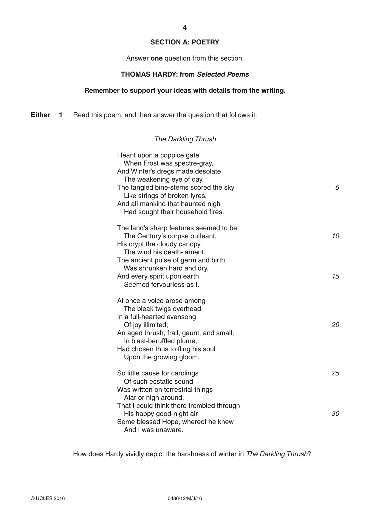 Cambridge IGCSE English - Literature 0486 2016 May/June Paper 1 · Variant 2 question paper, page 4 of 28