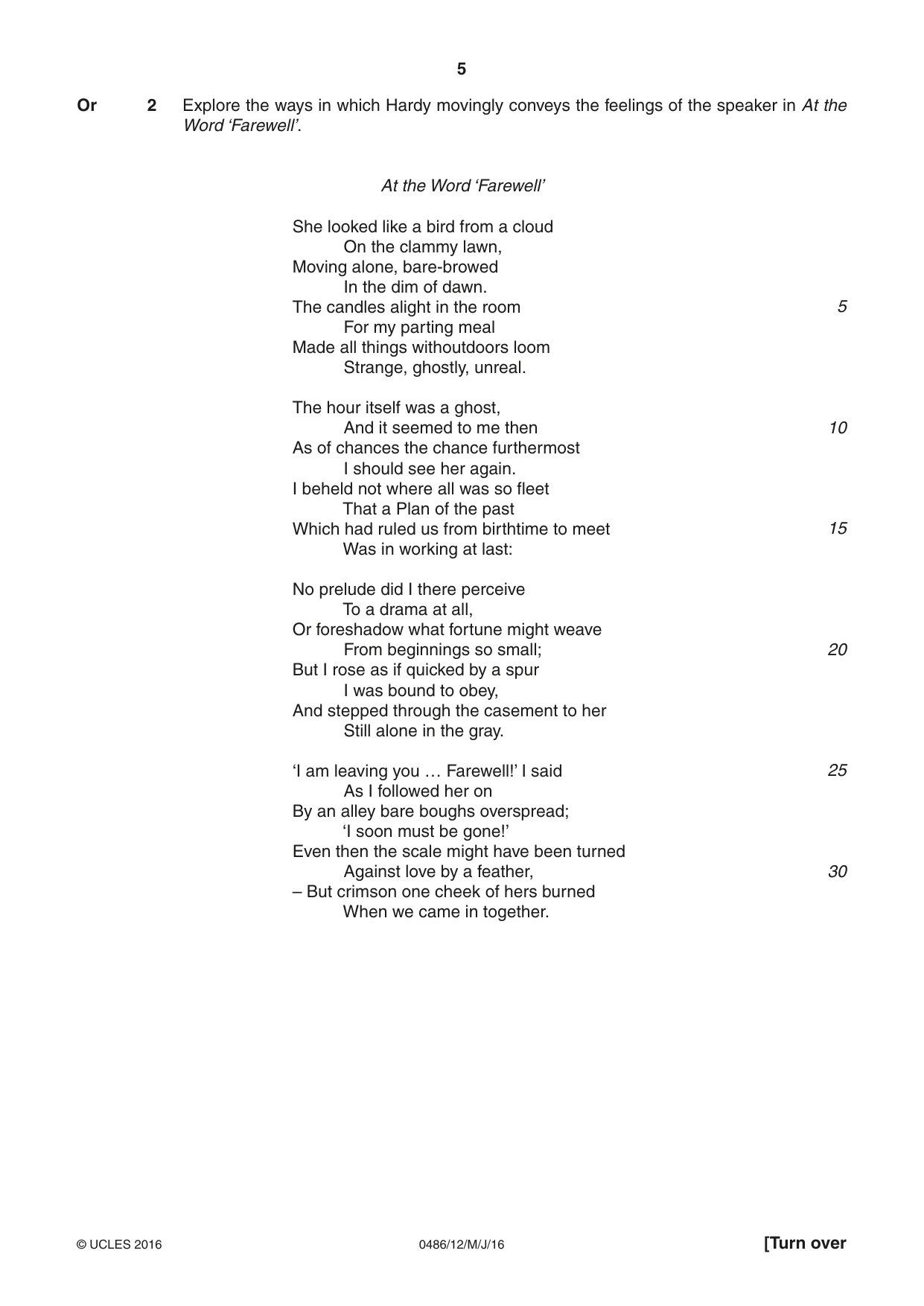 Cambridge IGCSE English - Literature 0486 2016 May/June Paper 1 · Variant 2 question paper, page 5 of 28