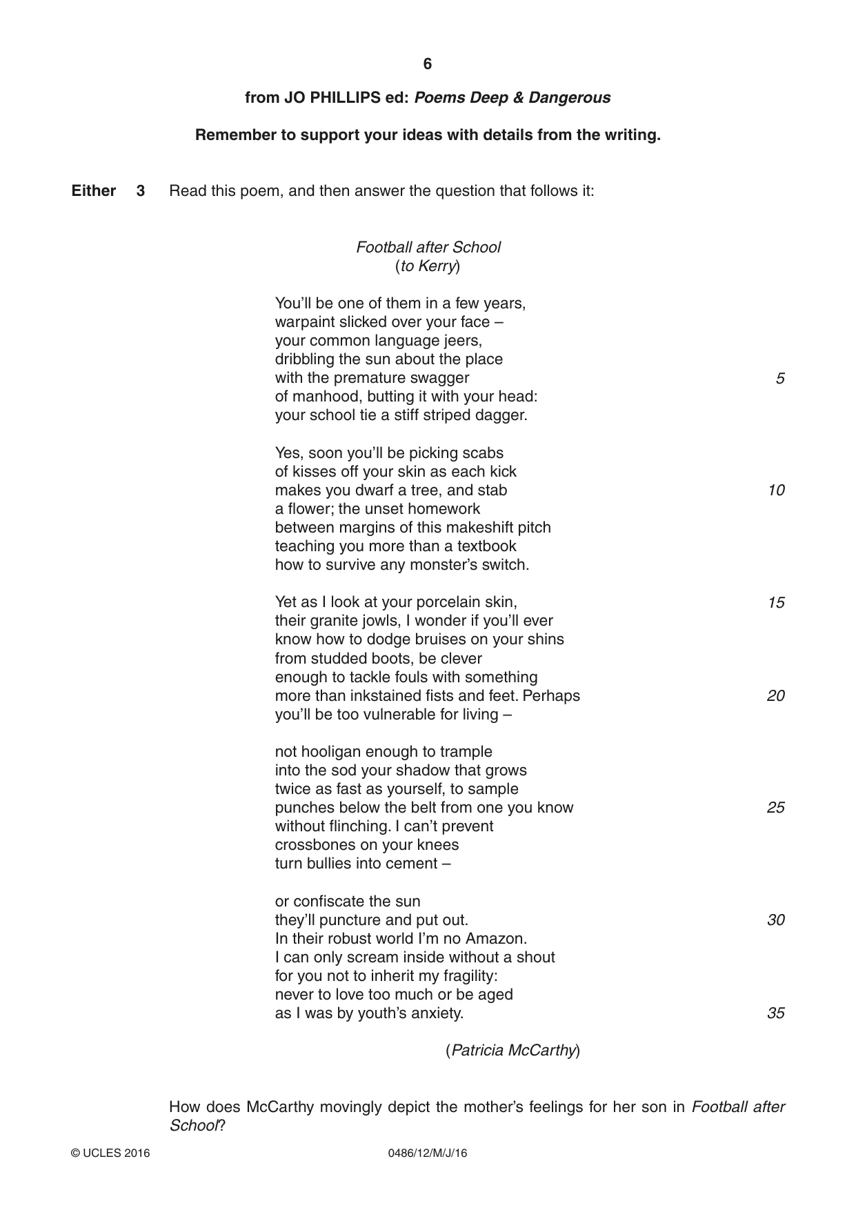 Cambridge IGCSE English - Literature 0486 2016 May/June Paper 1 · Variant 2 question paper, page 6 of 28