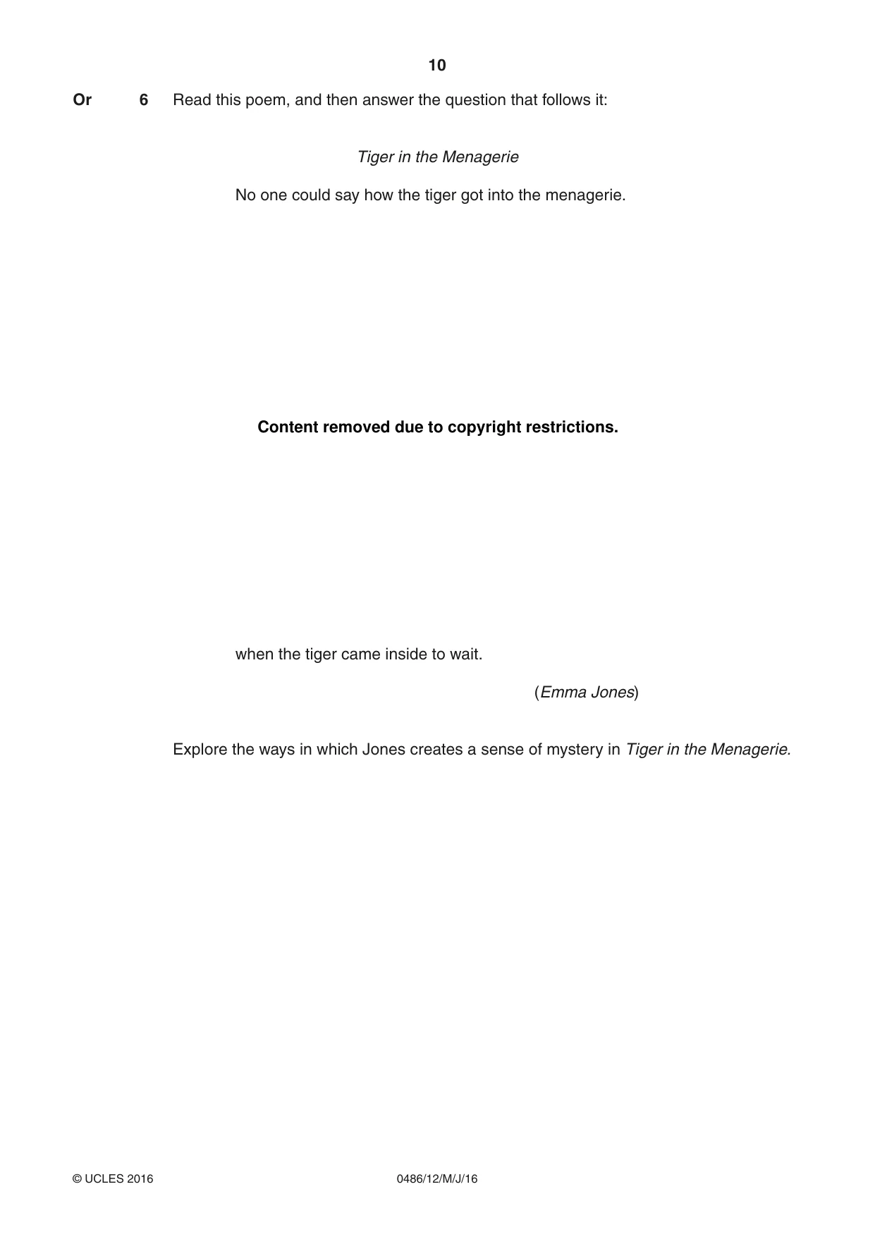 Cambridge IGCSE English - Literature 0486 2016 May/June Paper 1 · Variant 2 question paper, page 10 of 28