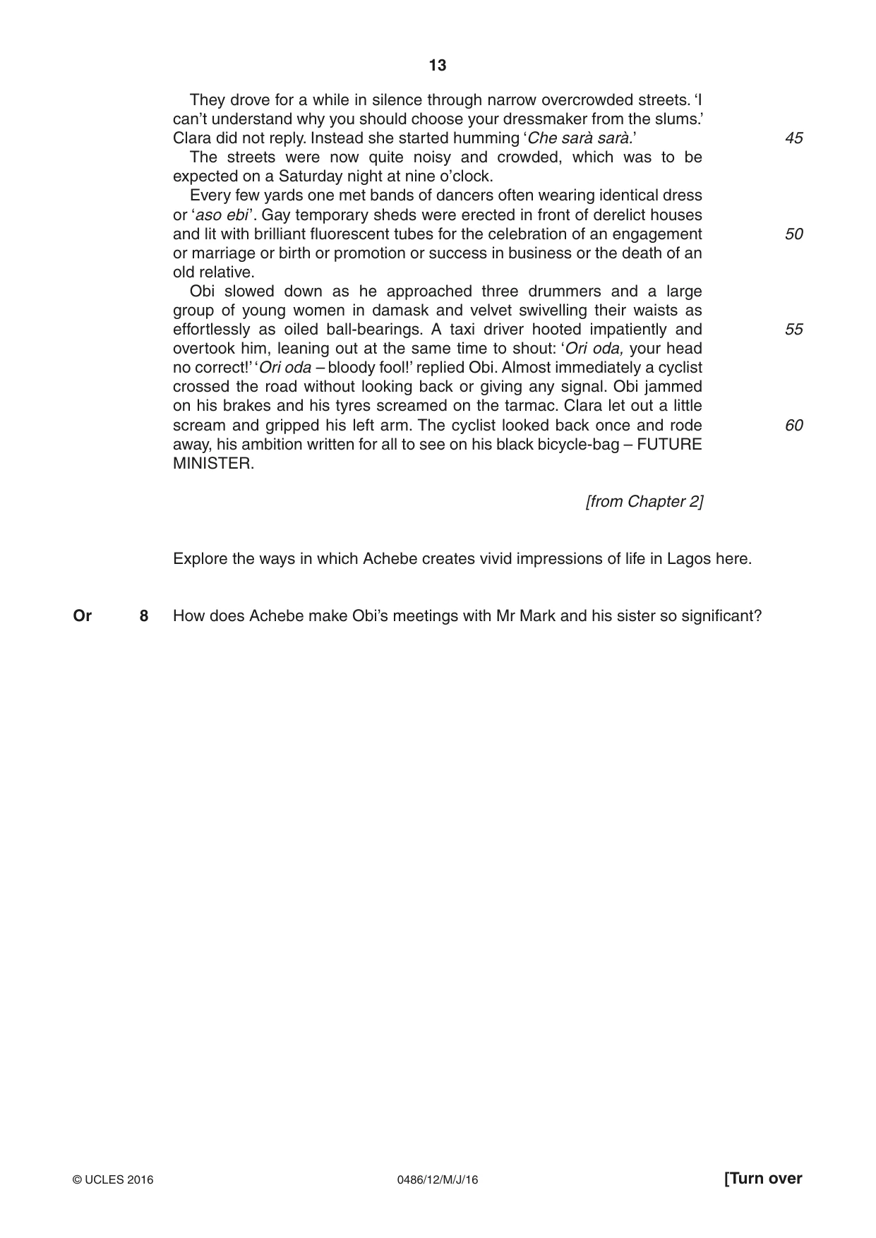 Cambridge IGCSE English - Literature 0486 2016 May/June Paper 1 · Variant 2 question paper, page 13 of 28