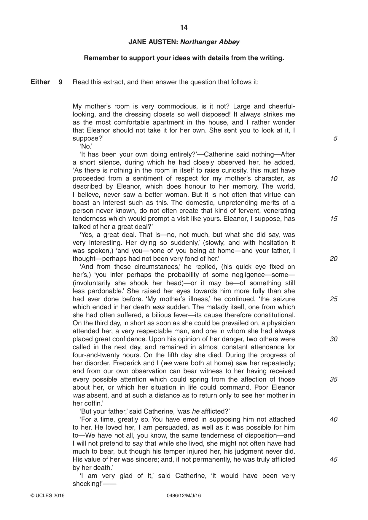 Cambridge IGCSE English - Literature 0486 2016 May/June Paper 1 · Variant 2 question paper, page 14 of 28