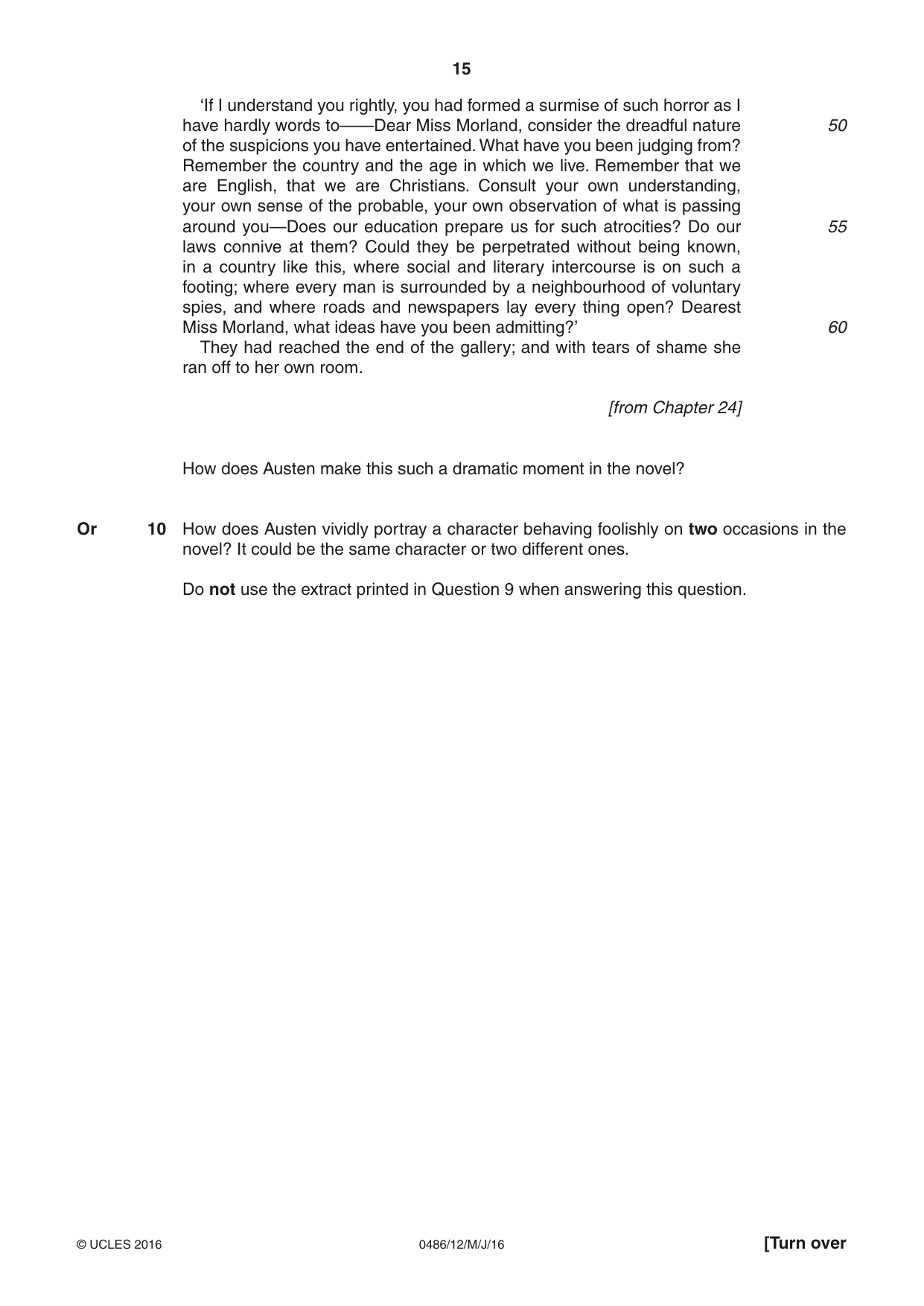 Cambridge IGCSE English - Literature 0486 2016 May/June Paper 1 · Variant 2 question paper, page 15 of 28
