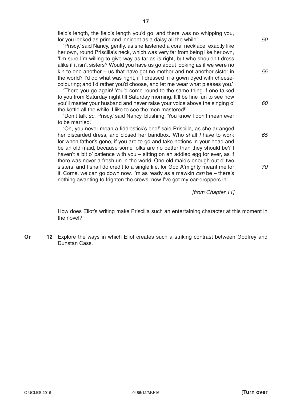 Cambridge IGCSE English - Literature 0486 2016 May/June Paper 1 · Variant 2 question paper, page 17 of 28