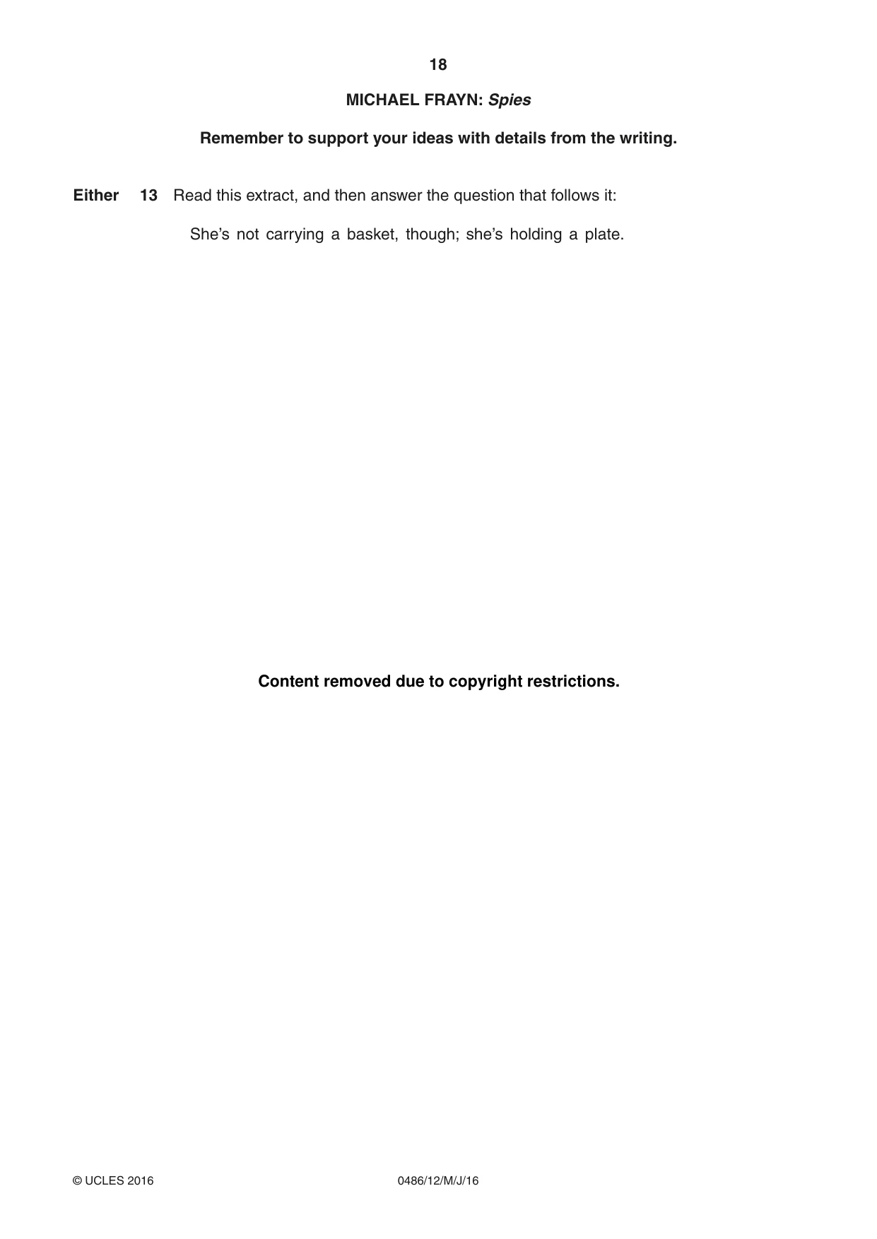 Cambridge IGCSE English - Literature 0486 2016 May/June Paper 1 · Variant 2 question paper, page 18 of 28