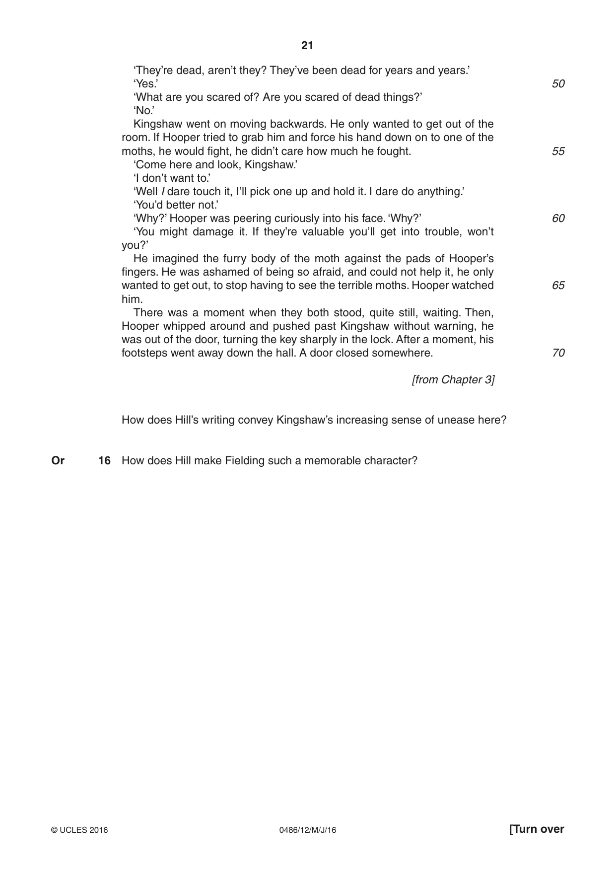 Cambridge IGCSE English - Literature 0486 2016 May/June Paper 1 · Variant 2 question paper, page 21 of 28