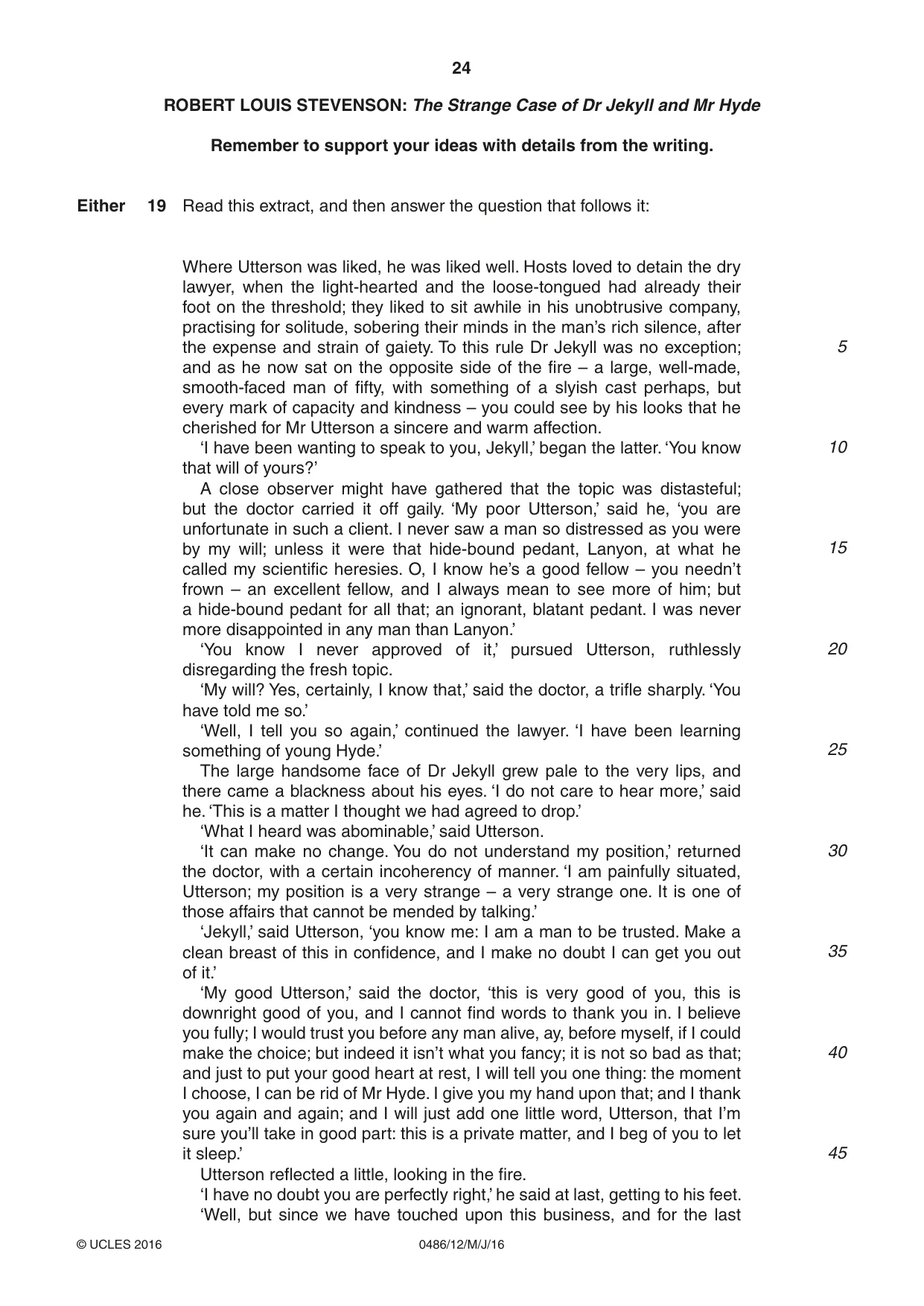 Cambridge IGCSE English - Literature 0486 2016 May/June Paper 1 · Variant 2 question paper, page 24 of 28