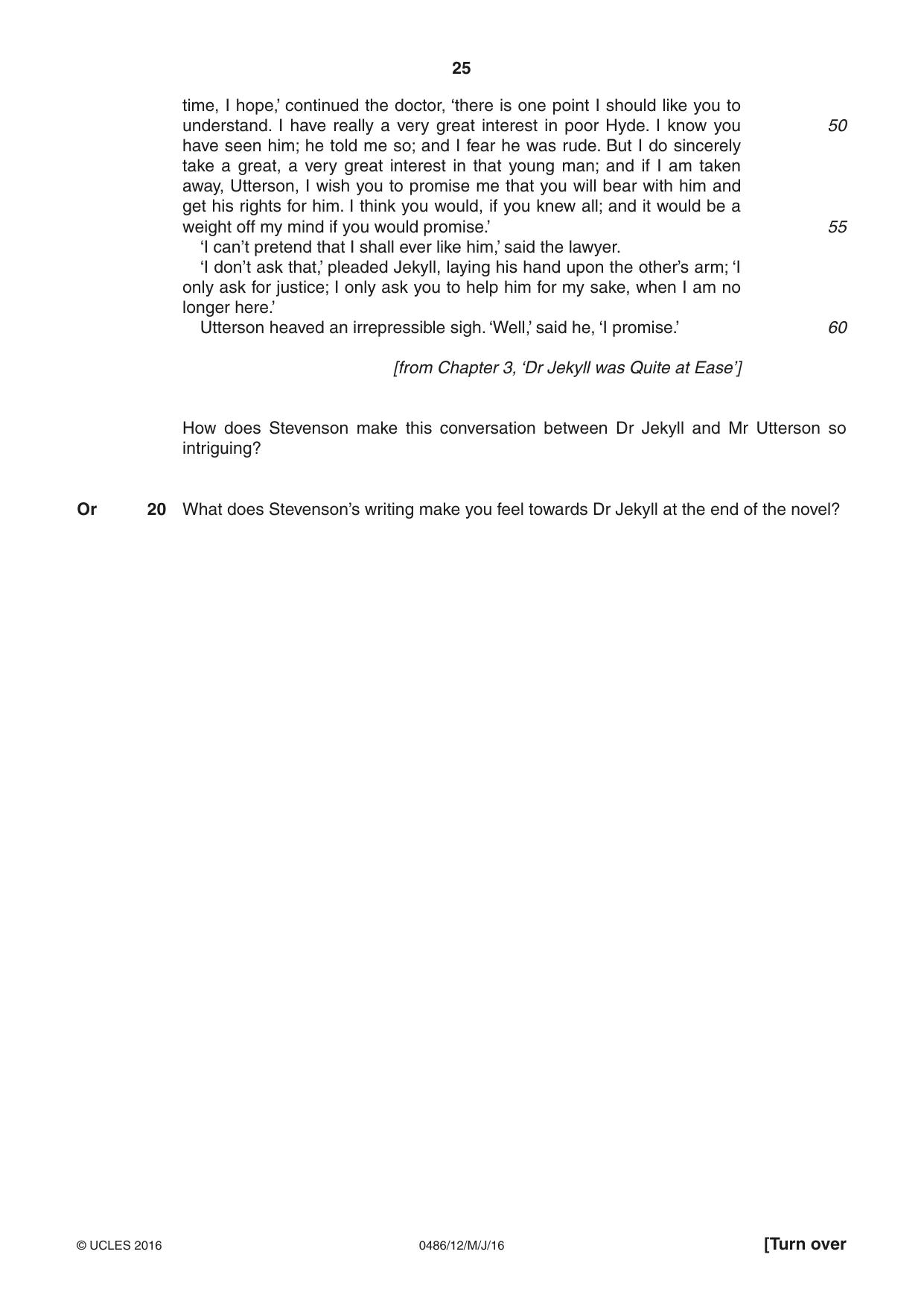 Cambridge IGCSE English - Literature 0486 2016 May/June Paper 1 · Variant 2 question paper, page 25 of 28