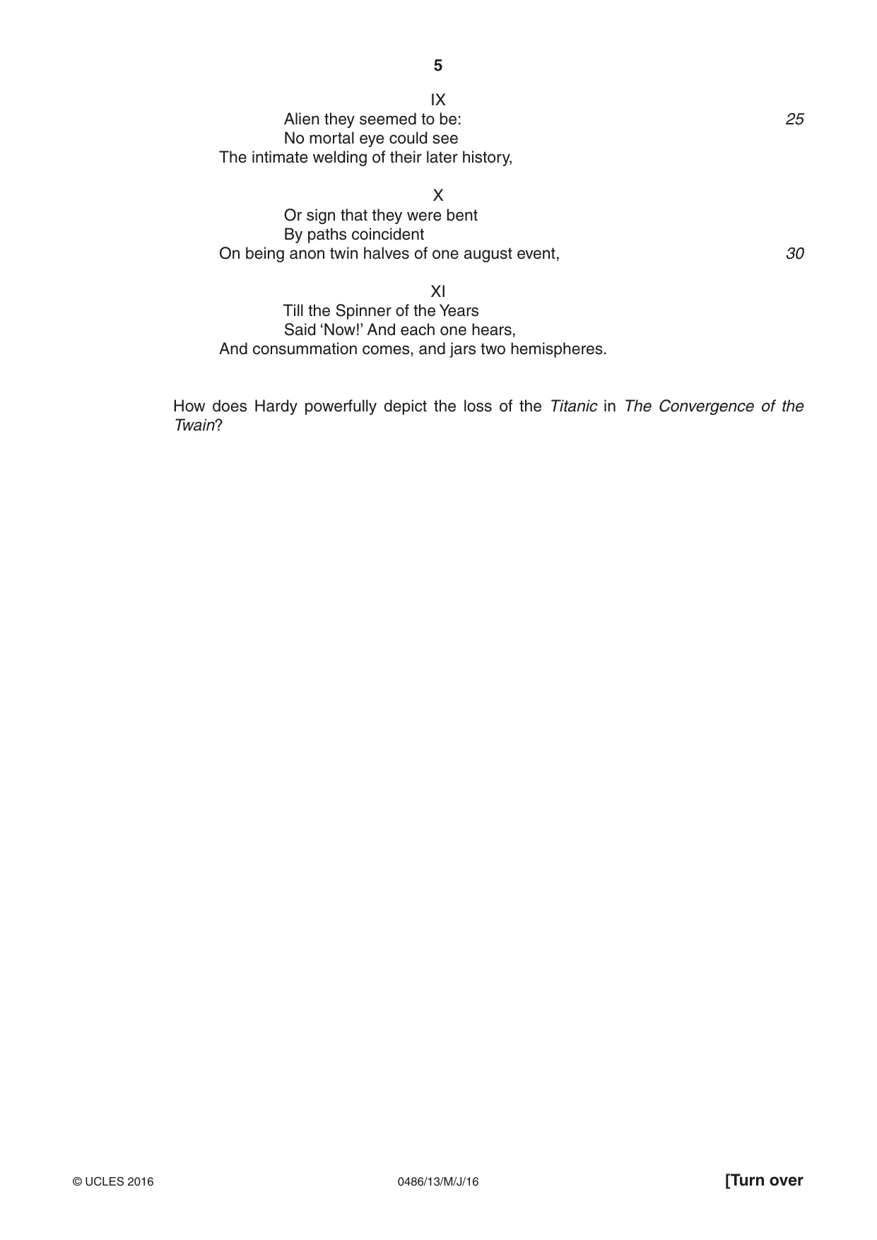 Cambridge IGCSE English - Literature 0486 2016 May/June Paper 1 · Variant 3 question paper, page 5 of 28
