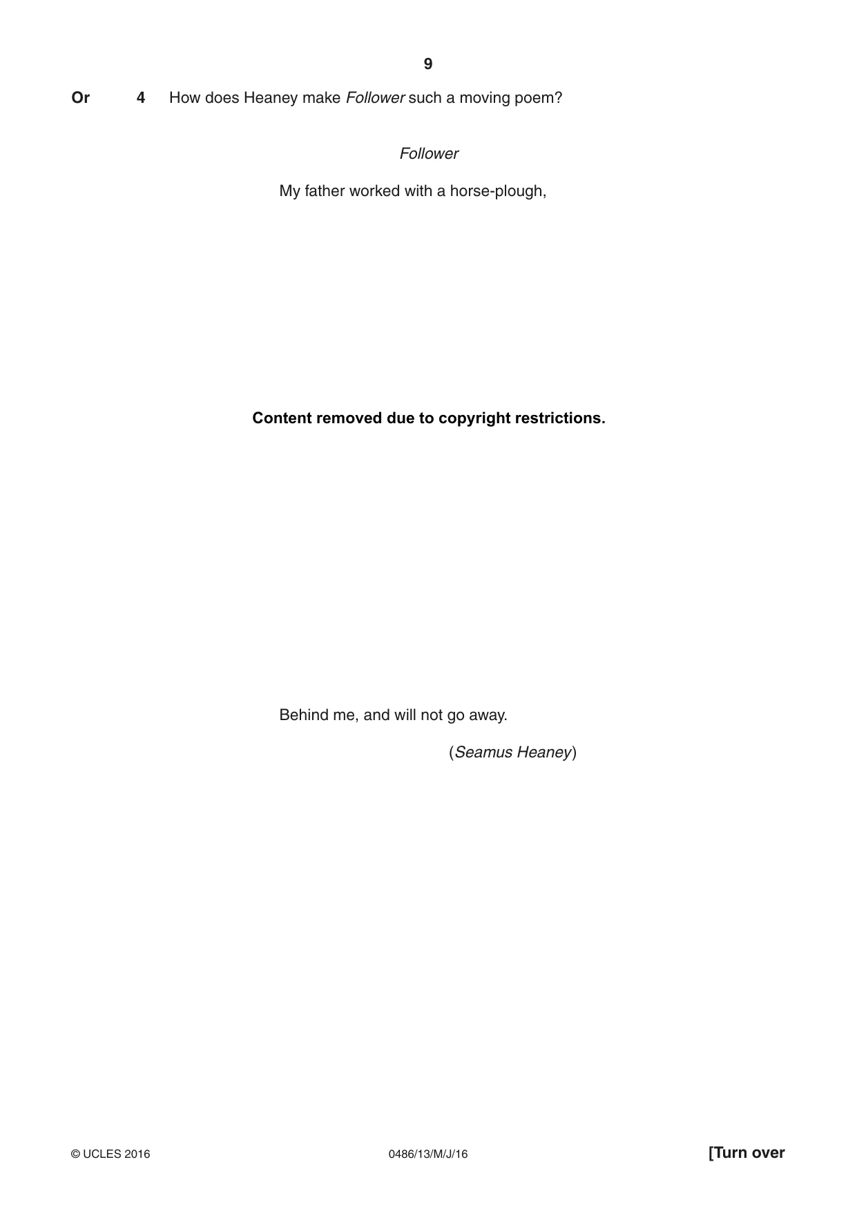 Cambridge IGCSE English - Literature 0486 2016 May/June Paper 1 · Variant 3 question paper, page 9 of 28