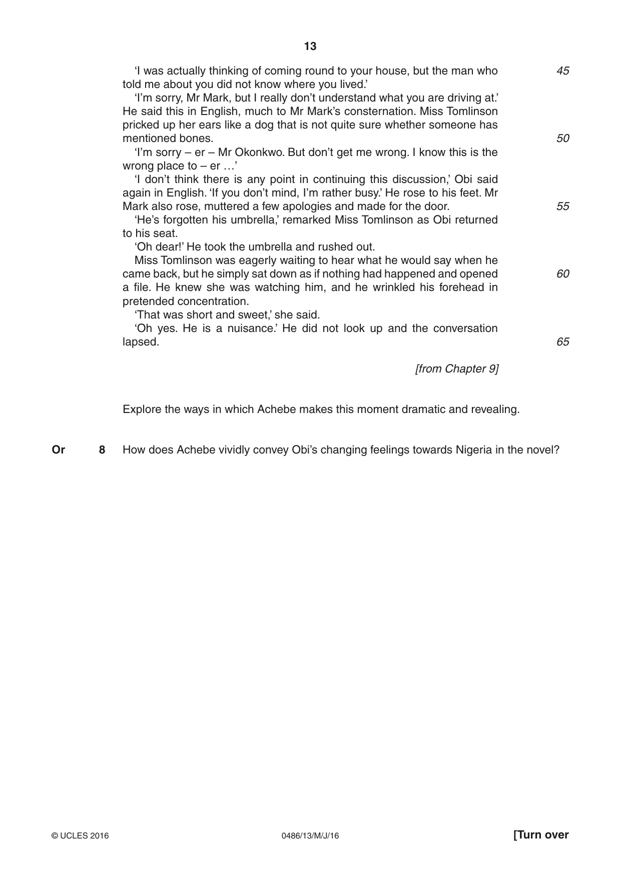 Cambridge IGCSE English - Literature 0486 2016 May/June Paper 1 · Variant 3 question paper, page 13 of 28