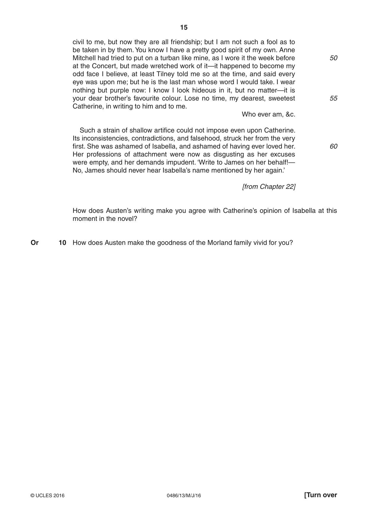 Cambridge IGCSE English - Literature 0486 2016 May/June Paper 1 · Variant 3 question paper, page 15 of 28