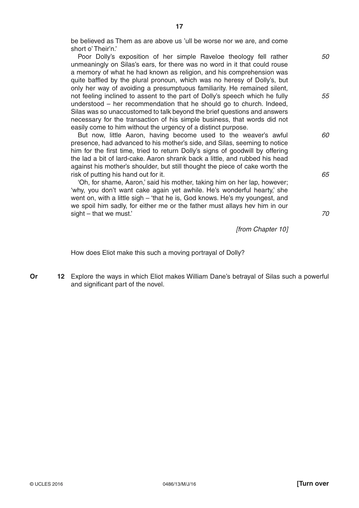 Cambridge IGCSE English - Literature 0486 2016 May/June Paper 1 · Variant 3 question paper, page 17 of 28