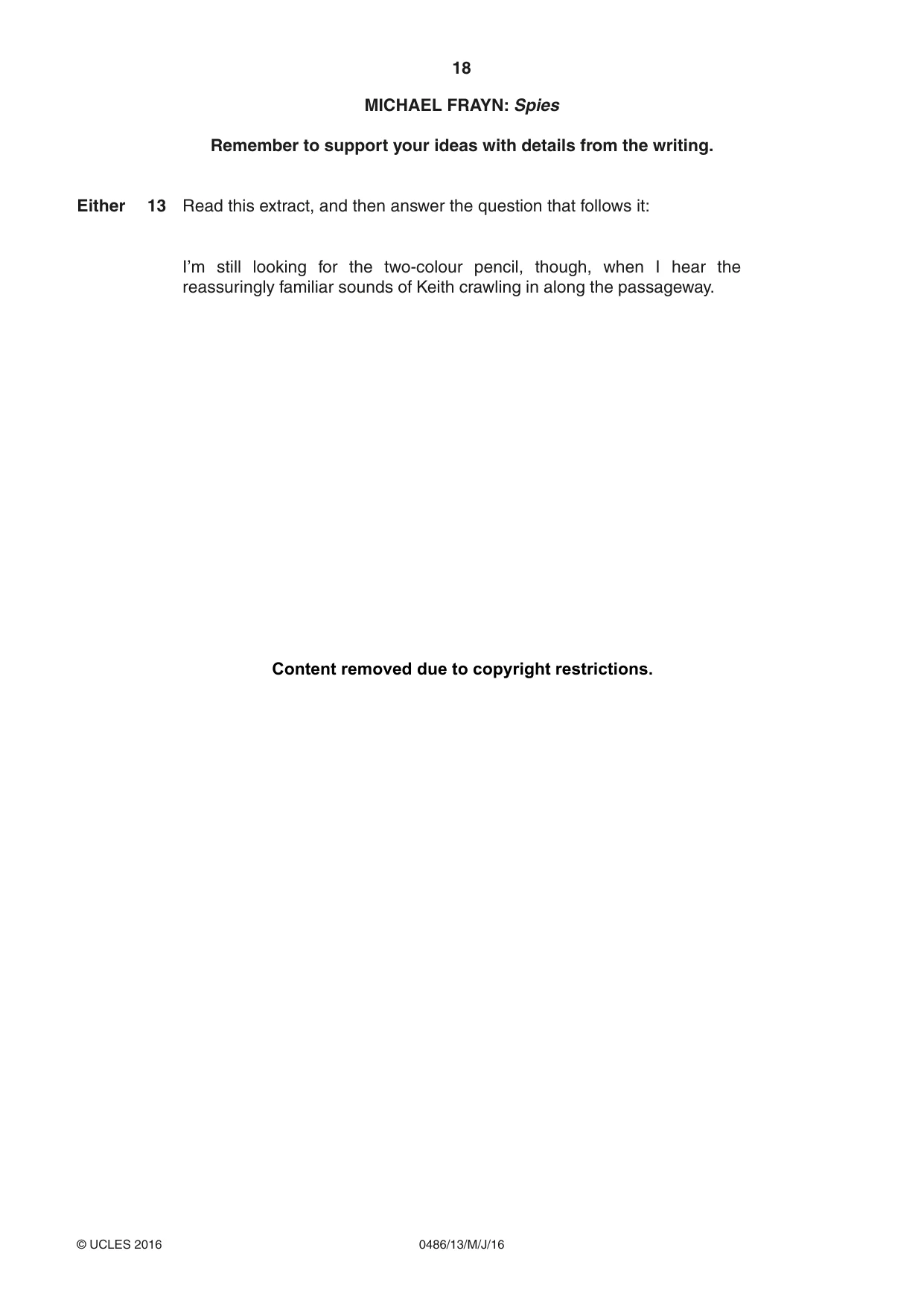 Cambridge IGCSE English - Literature 0486 2016 May/June Paper 1 · Variant 3 question paper, page 18 of 28