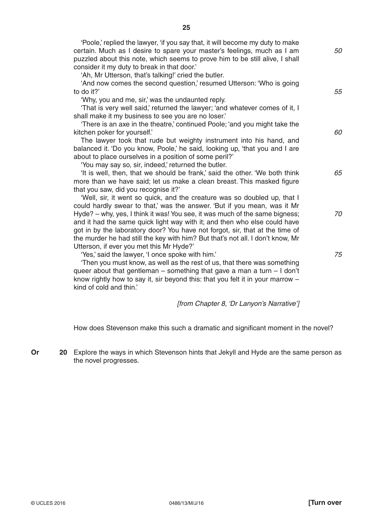 Cambridge IGCSE English - Literature 0486 2016 May/June Paper 1 · Variant 3 question paper, page 25 of 28