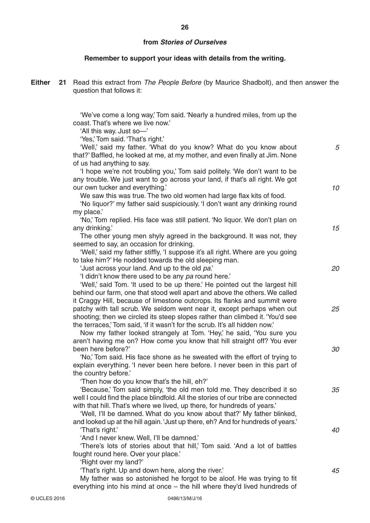 Cambridge IGCSE English - Literature 0486 2016 May/June Paper 1 · Variant 3 question paper, page 26 of 28