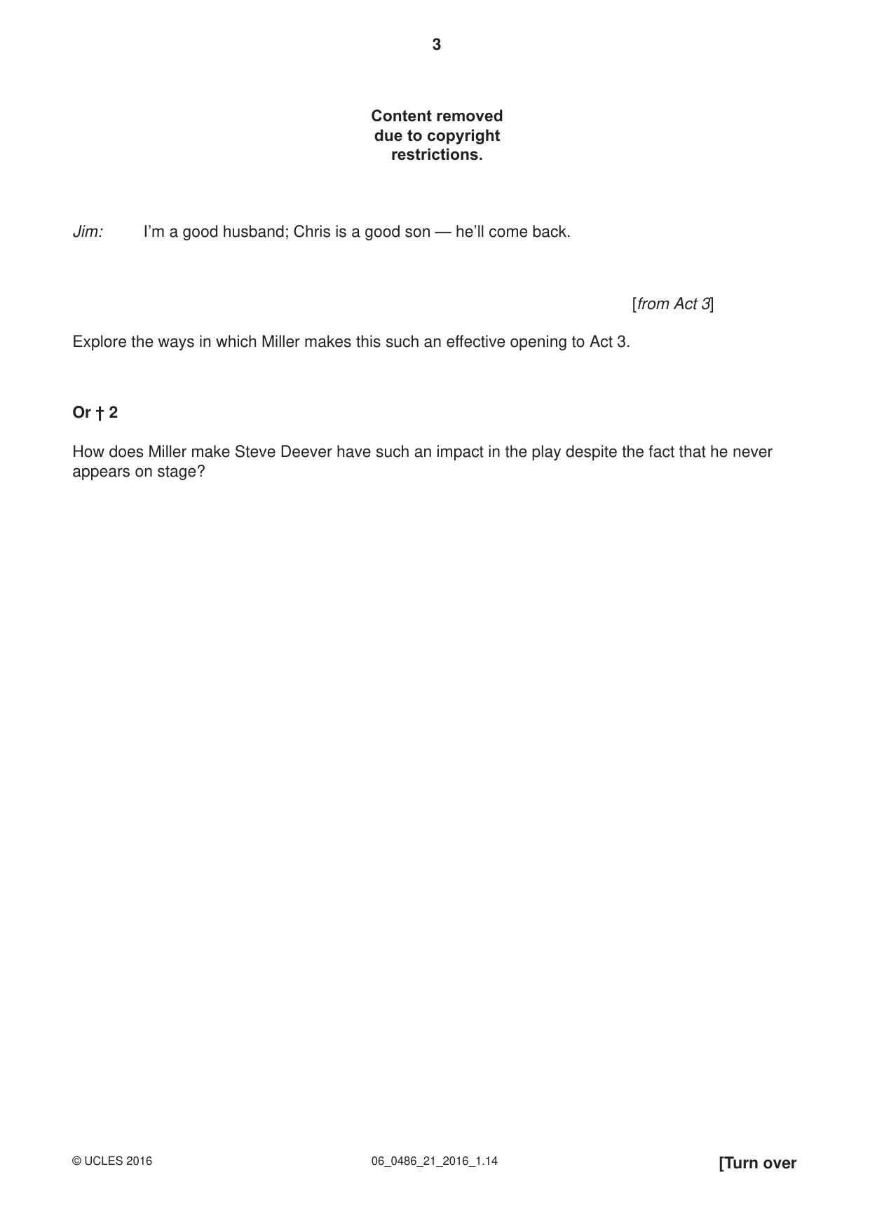 Cambridge IGCSE English - Literature 0486 2016 May/June Paper 2 · Variant 1 question paper, page 3 of 12