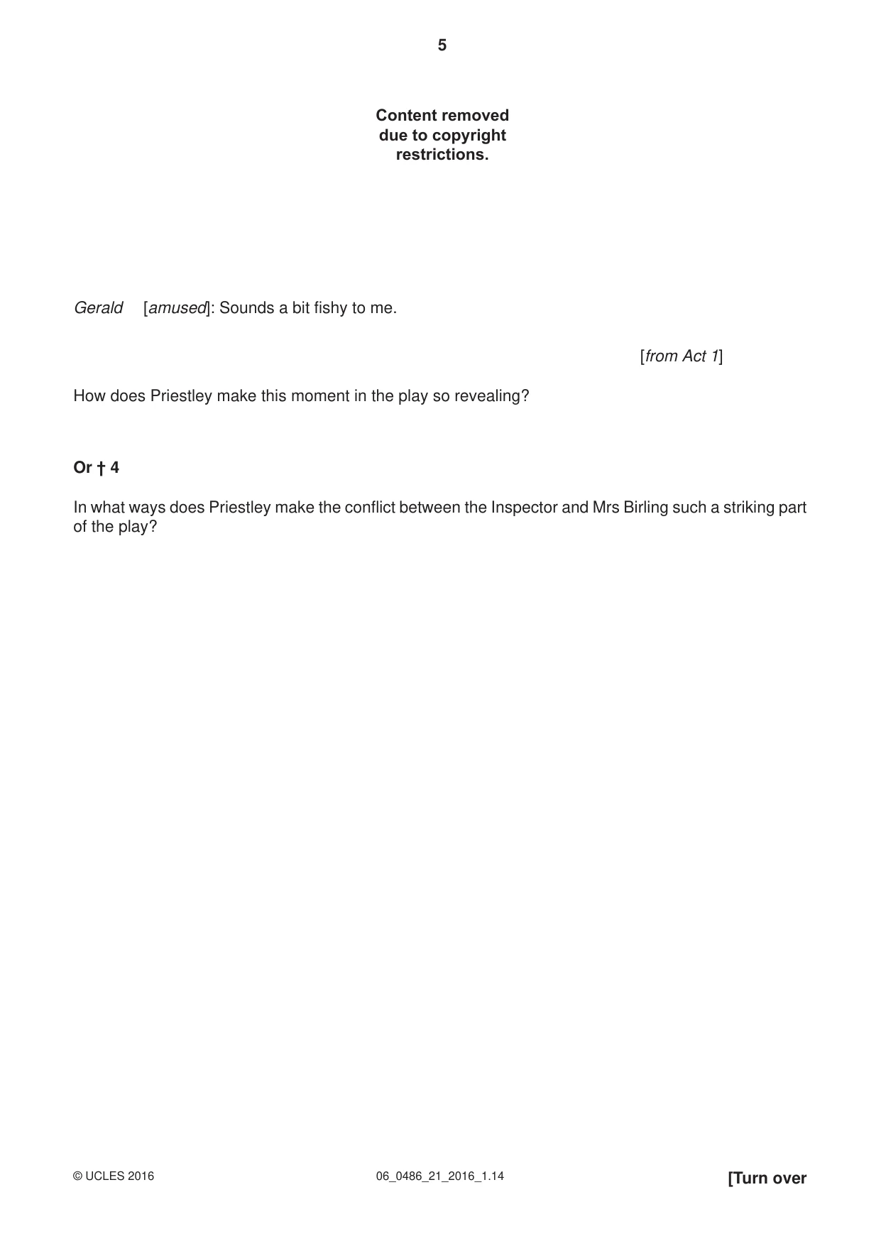 Cambridge IGCSE English - Literature 0486 2016 May/June Paper 2 · Variant 1 question paper, page 5 of 12