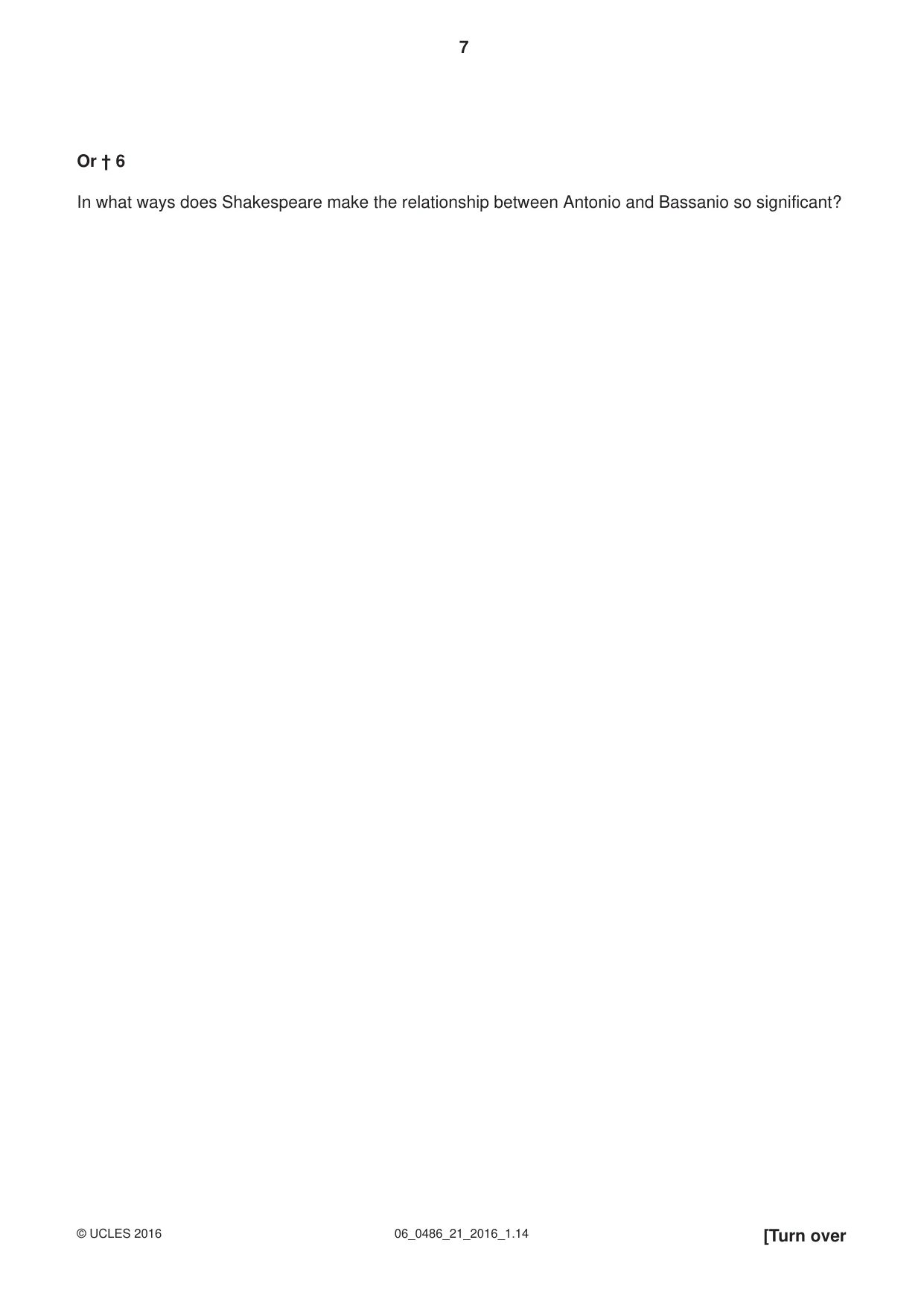 Cambridge IGCSE English - Literature 0486 2016 May/June Paper 2 · Variant 1 question paper, page 7 of 12