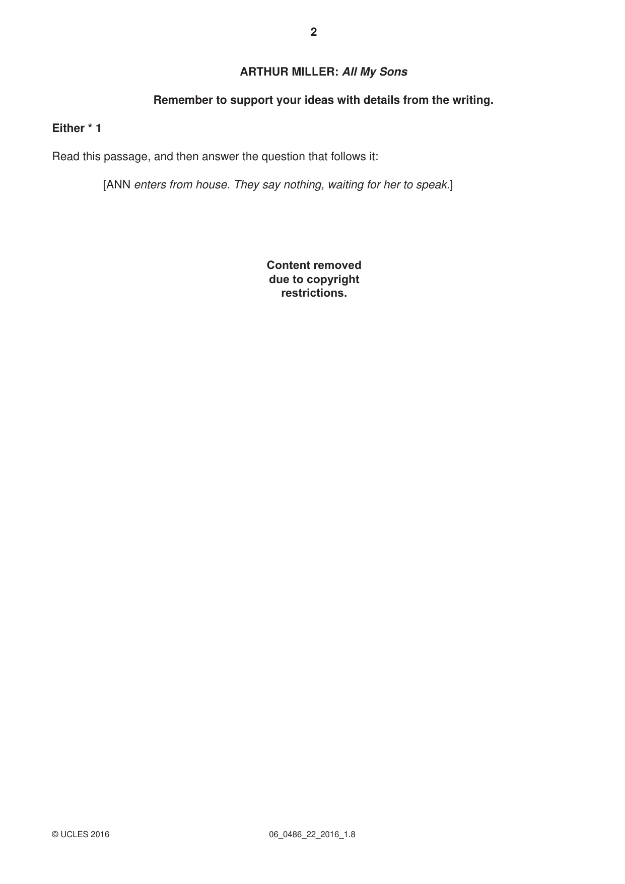 Cambridge IGCSE English - Literature 0486 2016 May/June Paper 2 · Variant 2 question paper, page 2 of 12