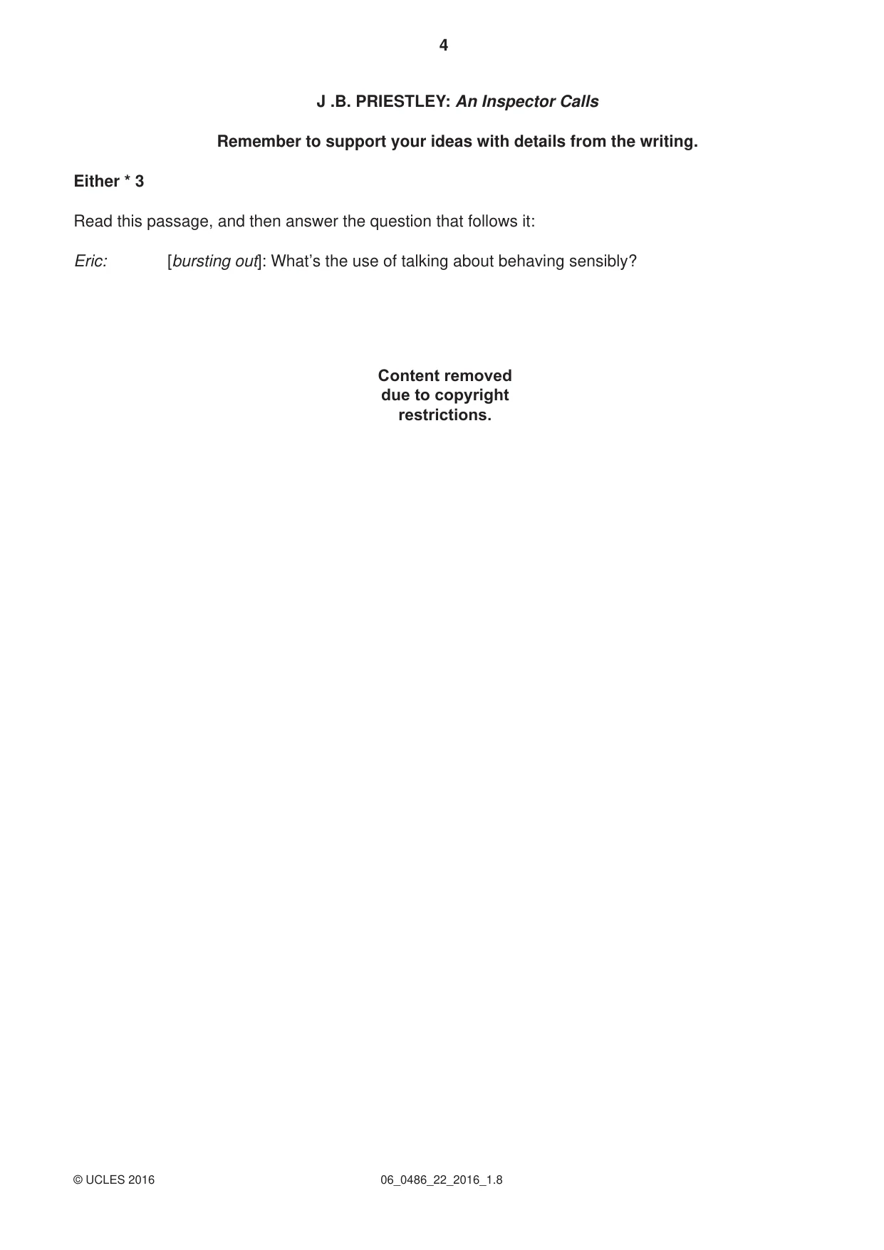 Cambridge IGCSE English - Literature 0486 2016 May/June Paper 2 · Variant 2 question paper, page 4 of 12