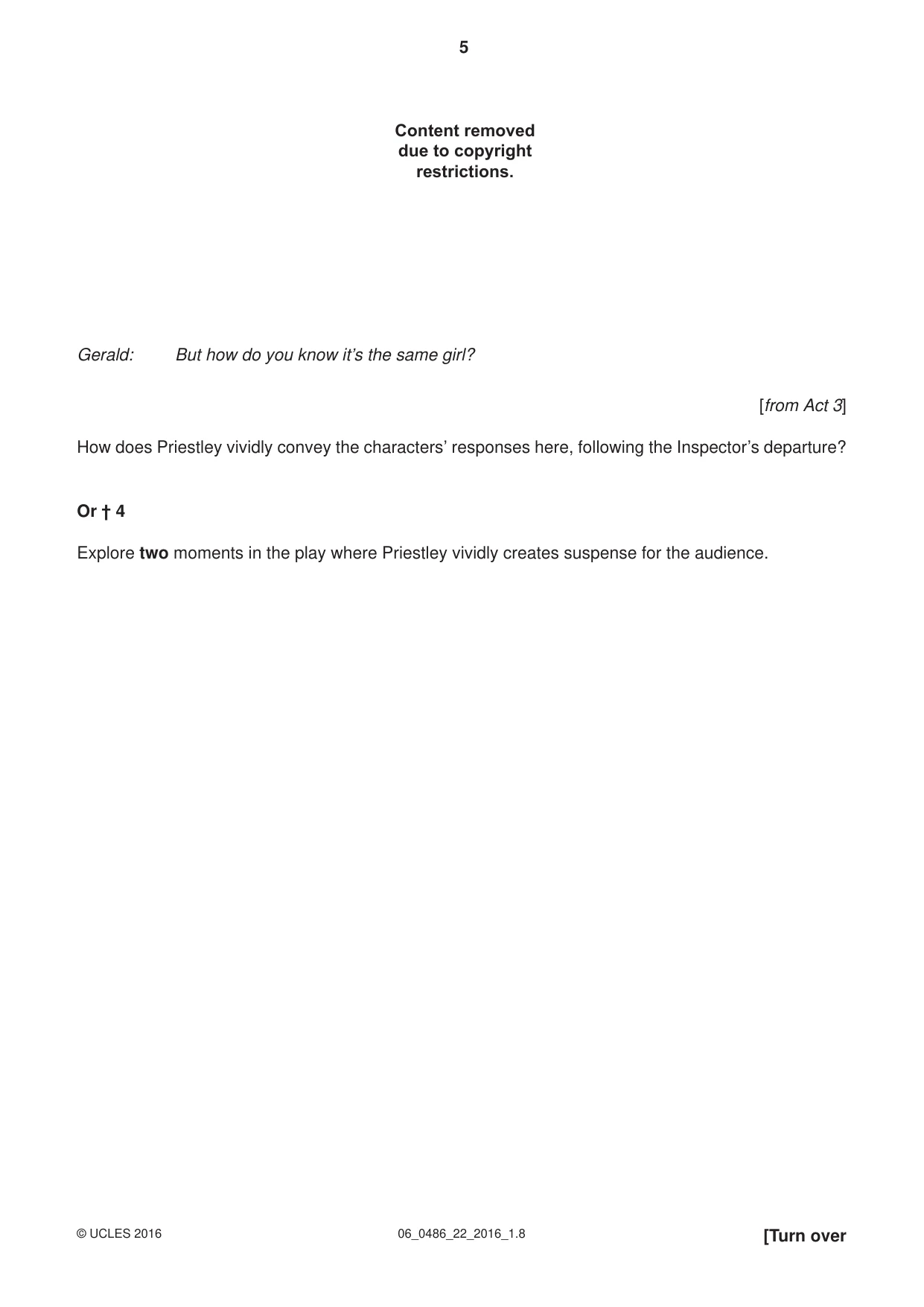 Cambridge IGCSE English - Literature 0486 2016 May/June Paper 2 · Variant 2 question paper, page 5 of 12