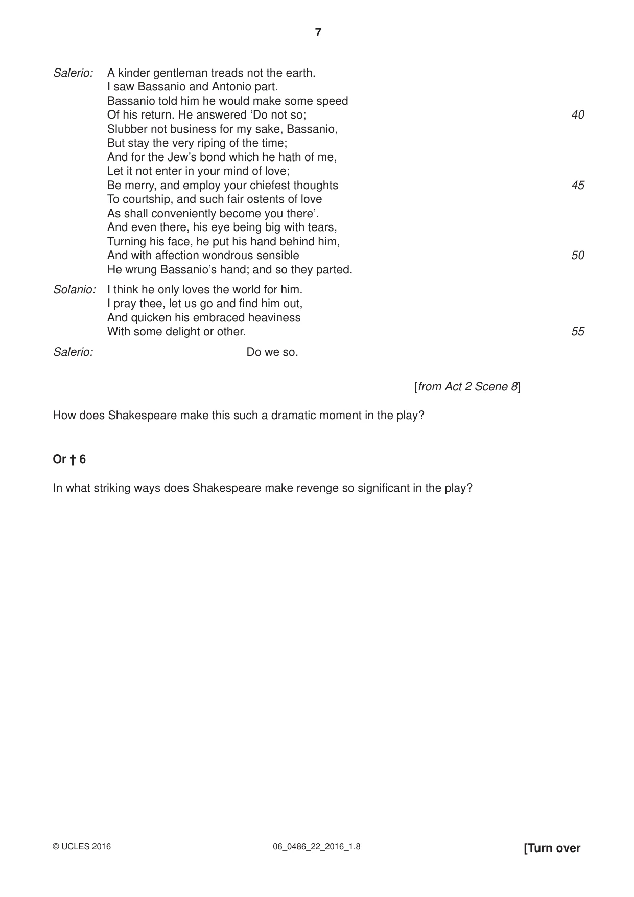 Cambridge IGCSE English - Literature 0486 2016 May/June Paper 2 · Variant 2 question paper, page 7 of 12