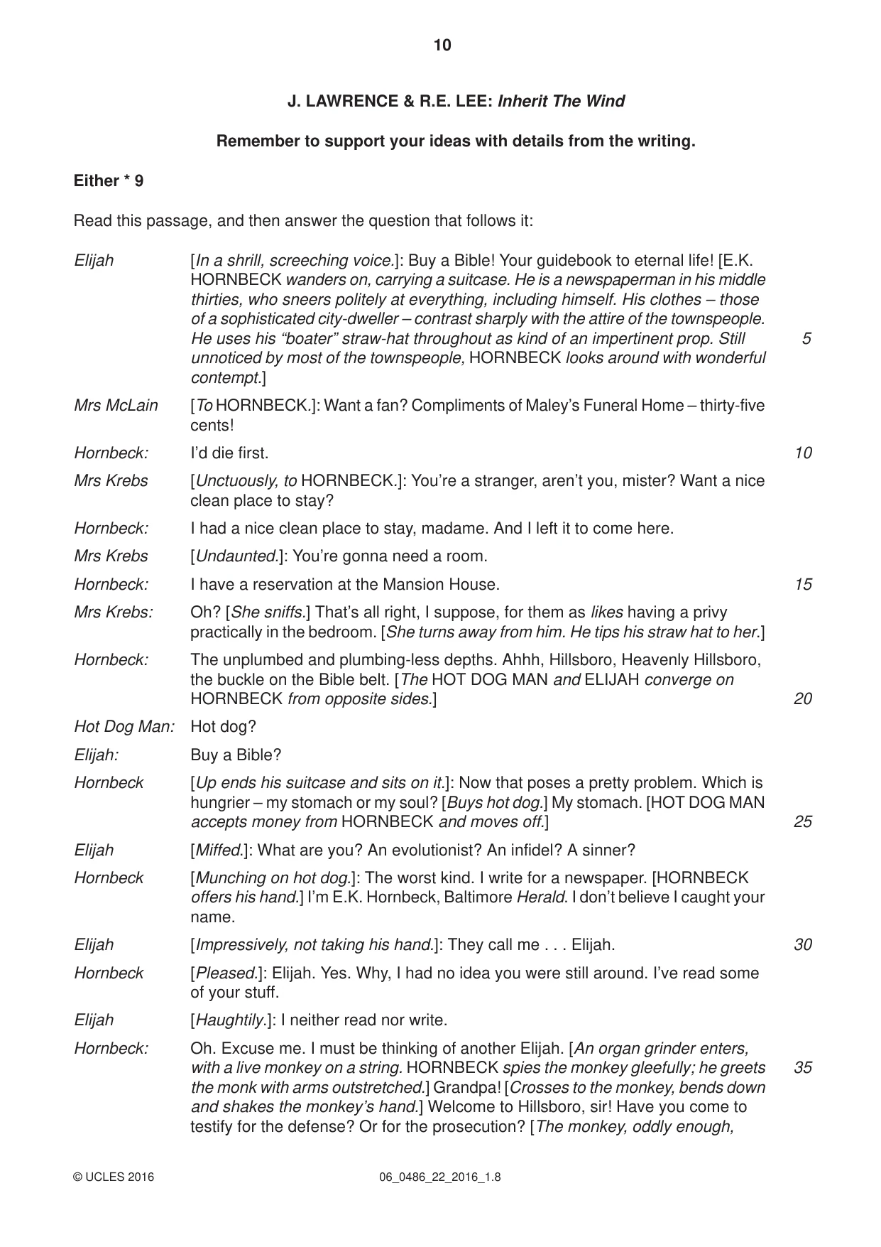 Cambridge IGCSE English - Literature 0486 2016 May/June Paper 2 · Variant 2 question paper, page 10 of 12