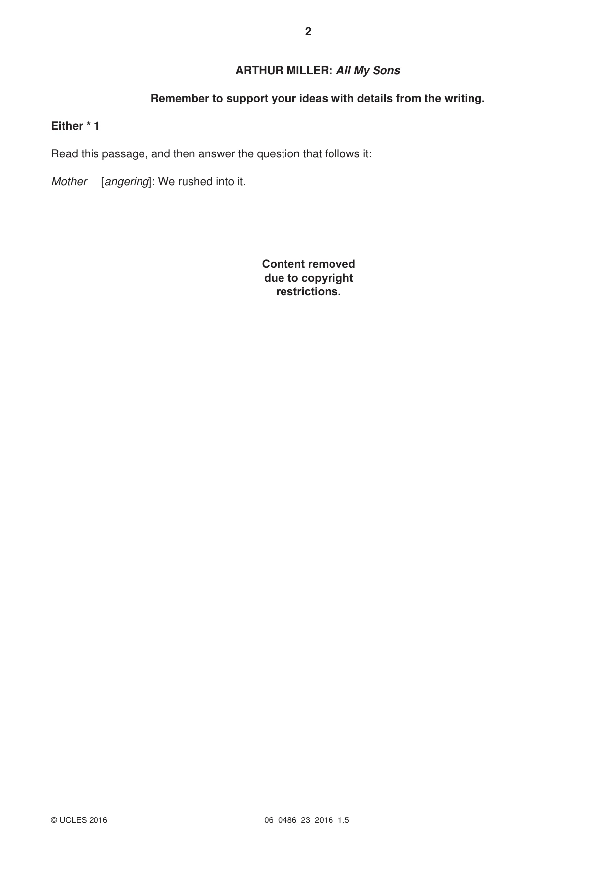 Cambridge IGCSE English - Literature 0486 2016 May/June Paper 2 · Variant 3 question paper, page 2 of 12
